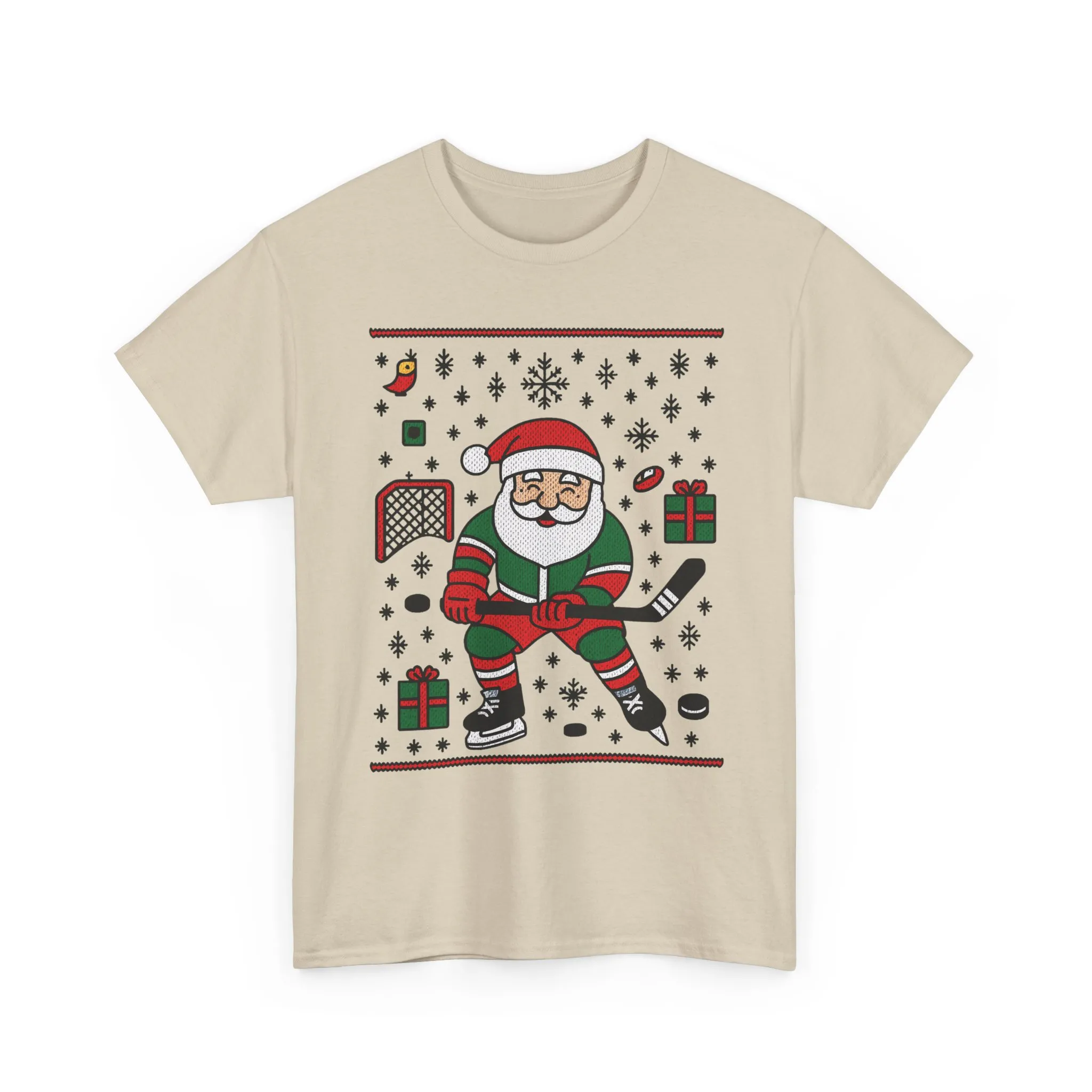 Hockey Santa Men's Christmas T-Shirt, Funny Sports Holiday Tee - Image 4