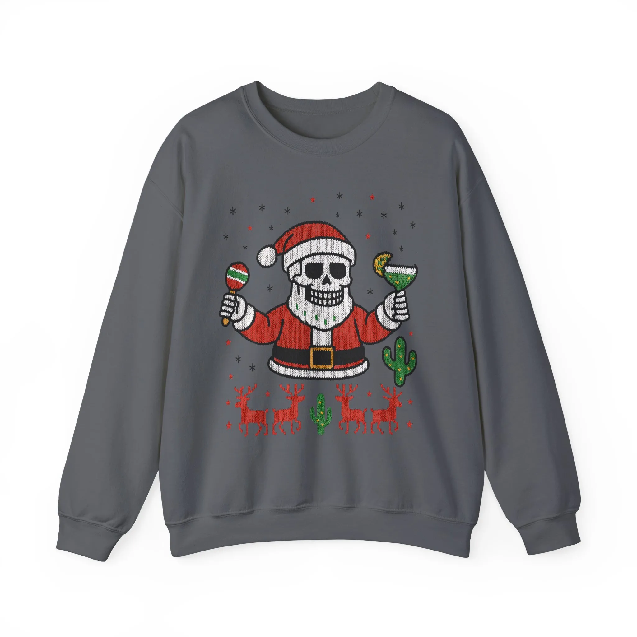 Skeleton Santa Ugly Christmas Sweatshirt for Men, Funny Margarita Holiday Jumper - Image 19