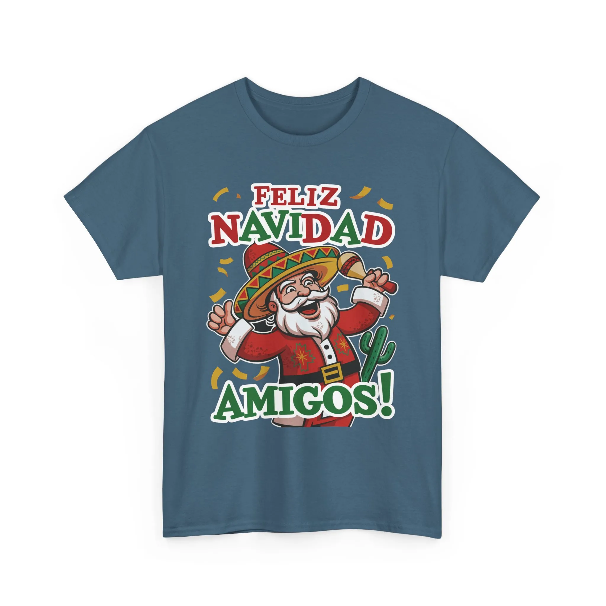 Feliz Navidad Amigos! Funny Mexican Santa Christmas T-Shirt, Latin Holiday Tee, Sombrero Santa Fiesta Shirt - Image 16