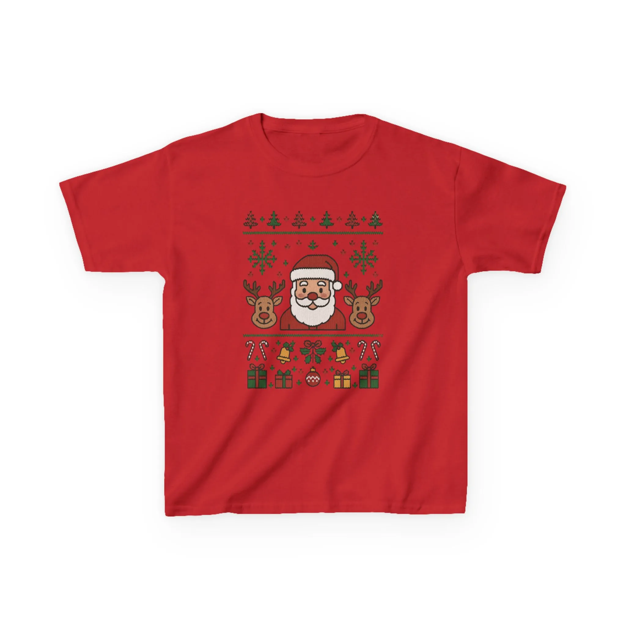Santa - Reindeer Christmas Shirt for Kids, Cute Holiday Tee, Kids Heavy Cotton™ Tee - Image 25