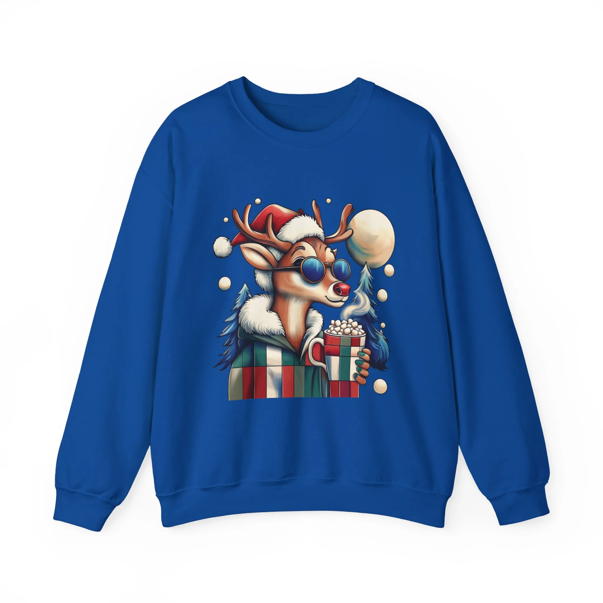 Cool Reindeer Christmas Sweatshirt, Funny Holiday Pullover for Men, Men's Heavy Blend™ Crewneck Sweatshirt - Image 16