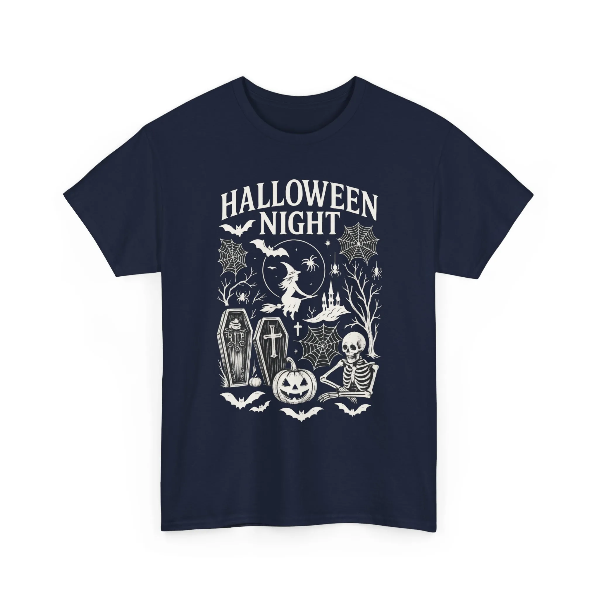 Halloween Night Women's T-Shirt, Gothic Witch Skeleton Pumpkin Tee, Spooky Scary Shirt for Halloween Party - Image 2