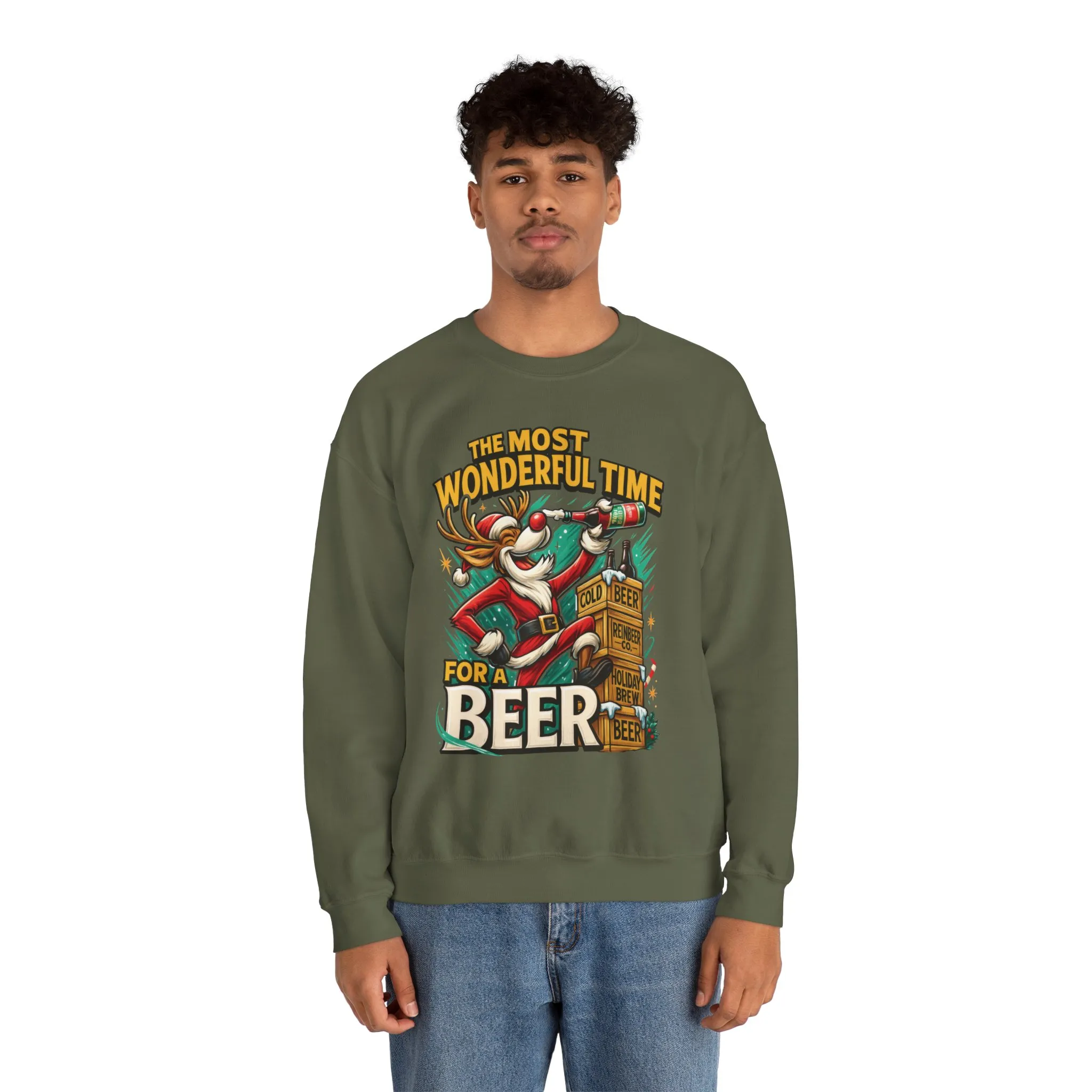 Funny Christmas Beer Men's Sweatshirt, The Most Wonderful Time for a Beer - Image 11