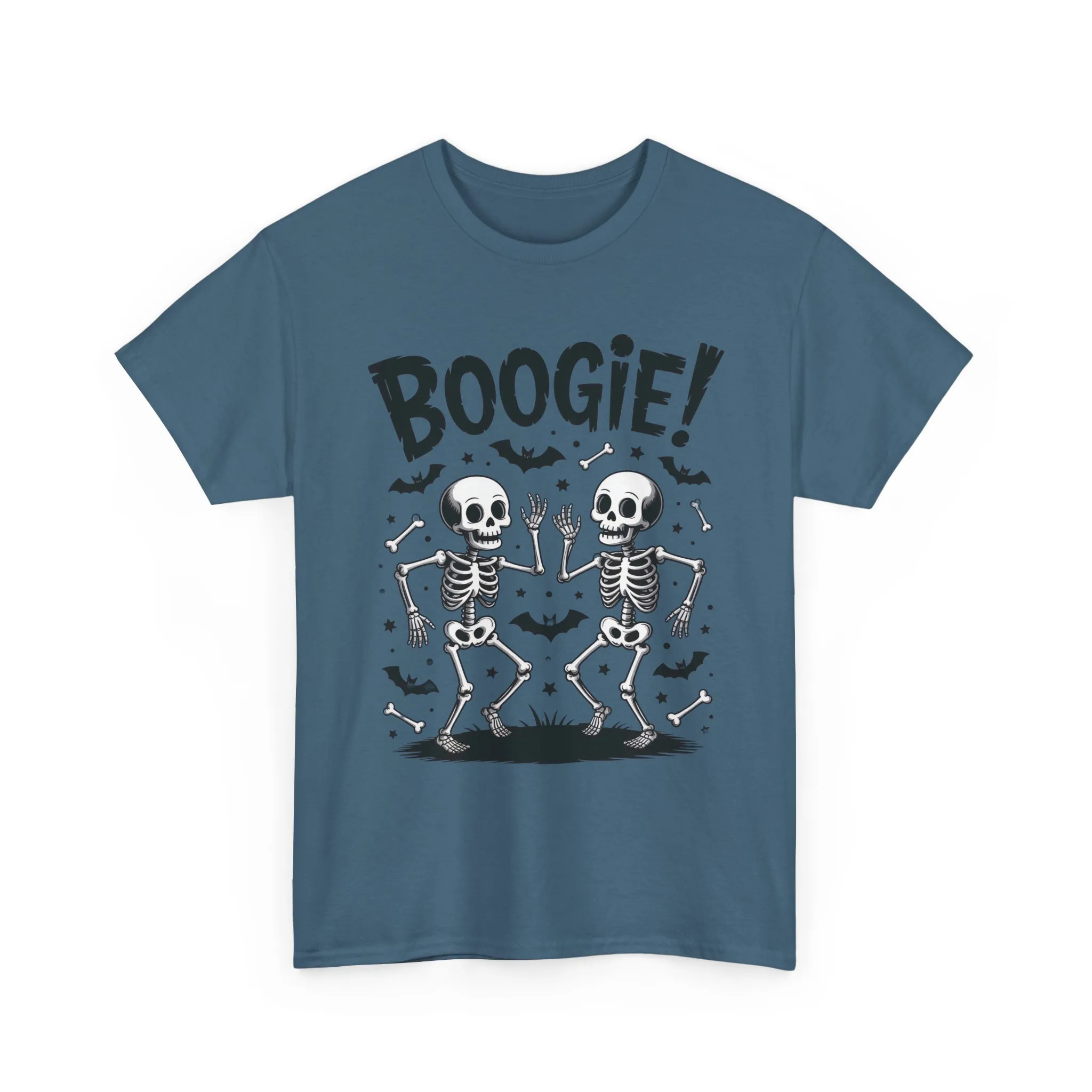 BOOGIE! Dancing Skeleton Halloween Mens's T-Shirt, Funny Spooky Graphic Tee for Men, Men'sHeavy Cotton Tee - Image 10