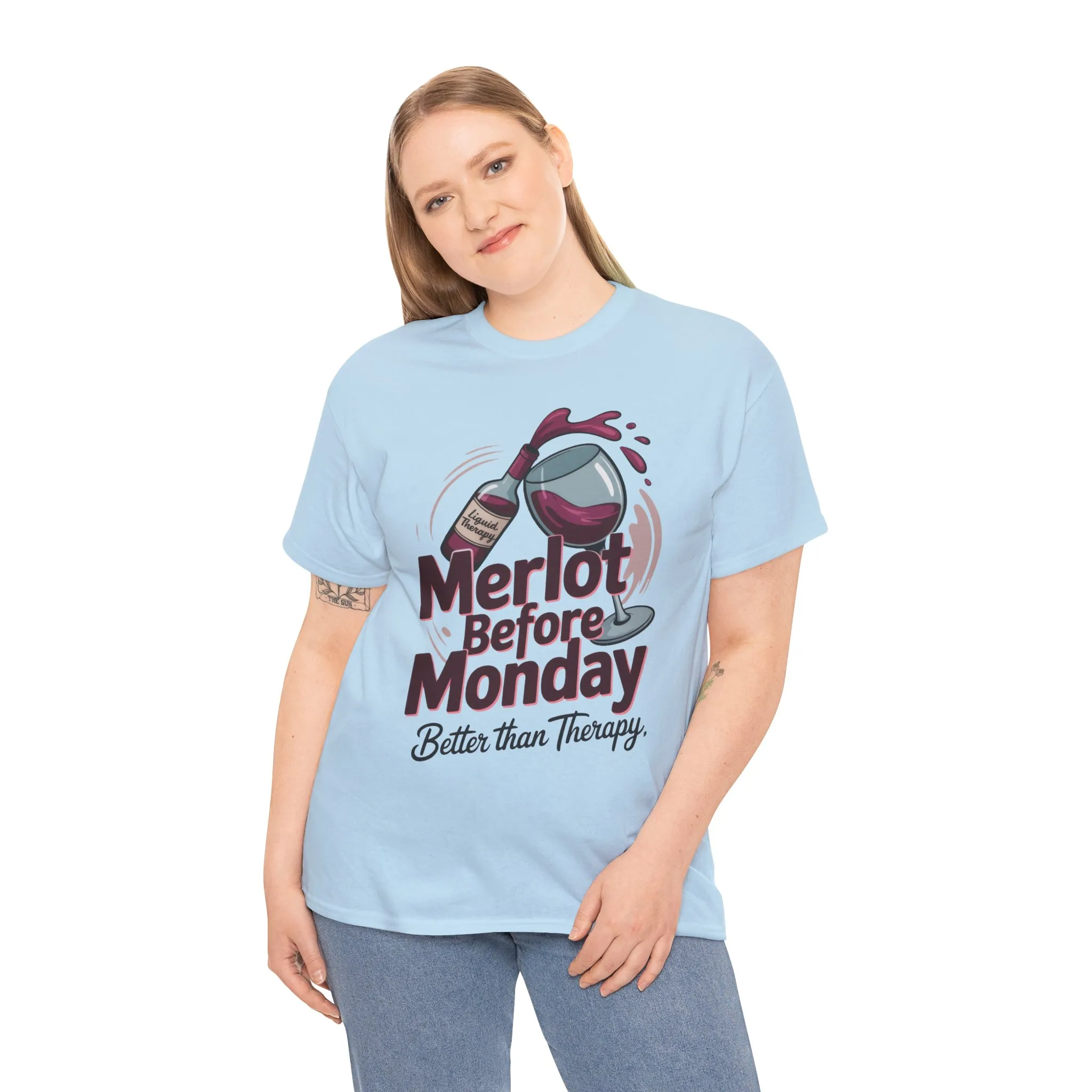 Merlot Before Monday Shirt Women, Funny Wine Tee, Better Than Therapy Tee, Wine Lover Gift - Image 33