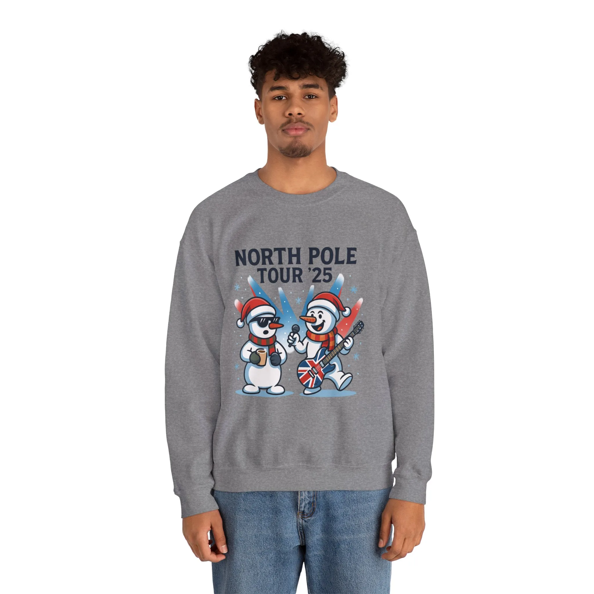 North Pole Tour 25 Men's Christmas Sweatshirt, Funny Rock Band Holiday Jumper - Image 14