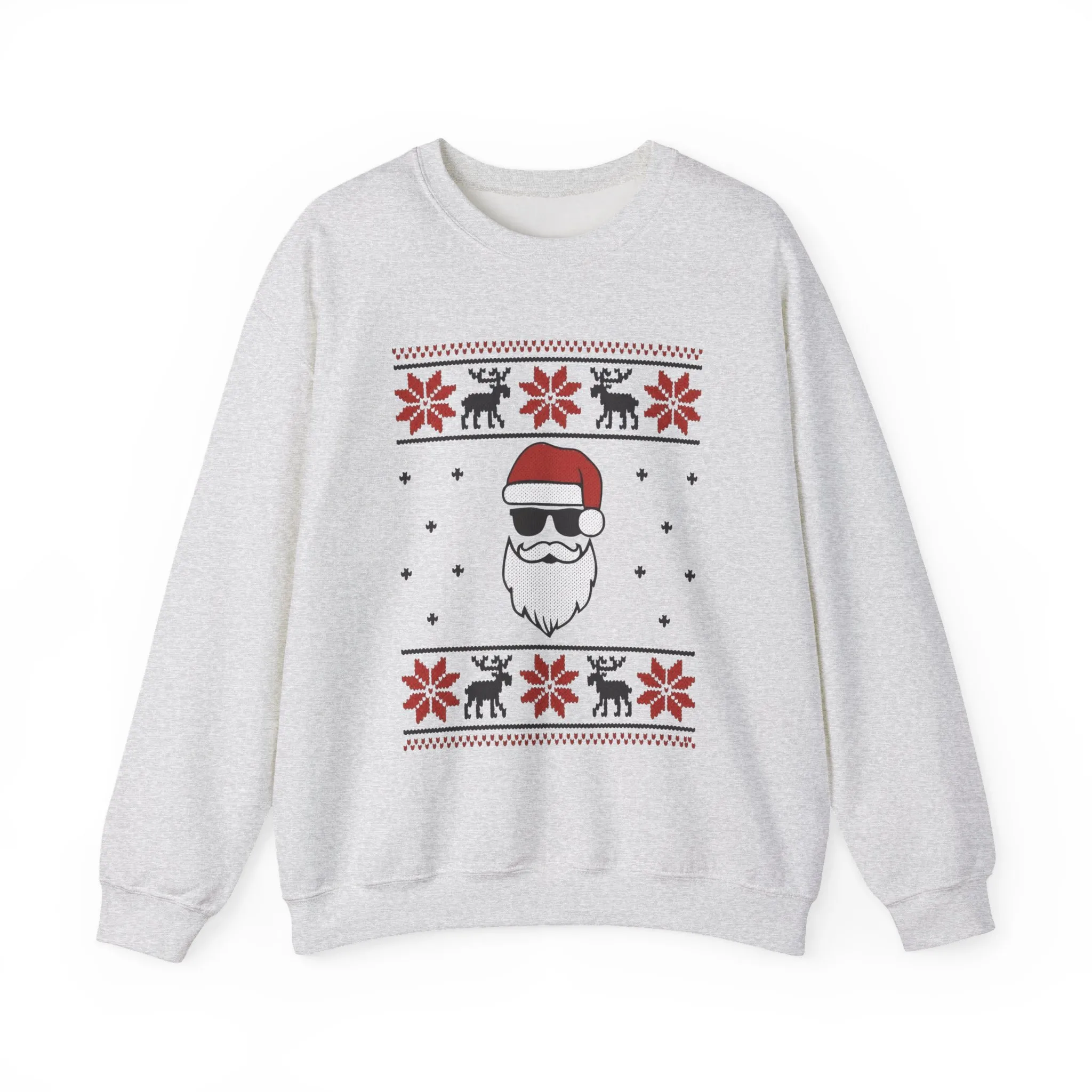 Cool Santa Men's Sweatshirt, Funny Knit Look Pullover, Retro Christmas Sweater Style - Image 4