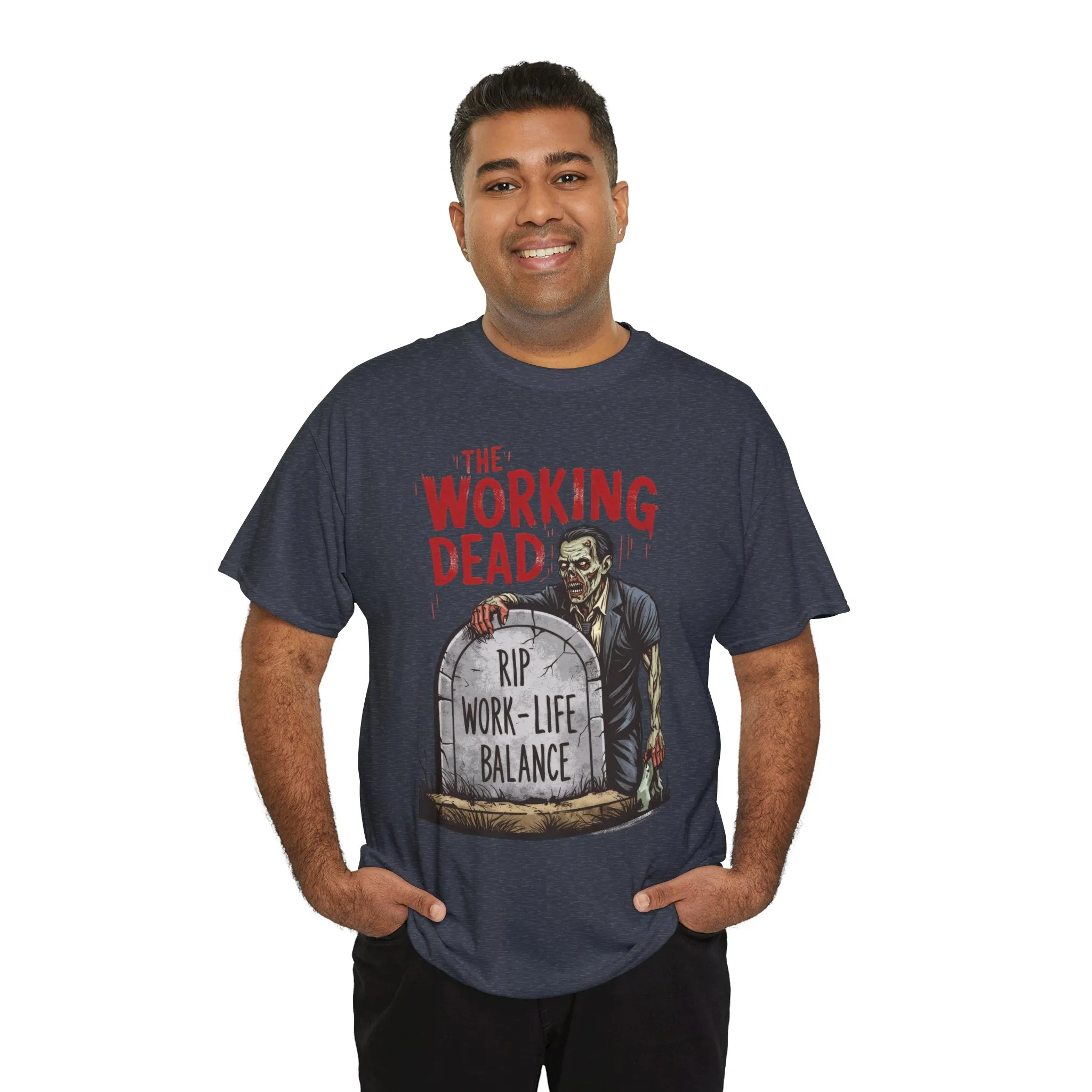 The Working Dead Shirt Men, Funny Work Life Balance Zombie Tee, RIP Work Shirt, Halloween Tee - Image 3