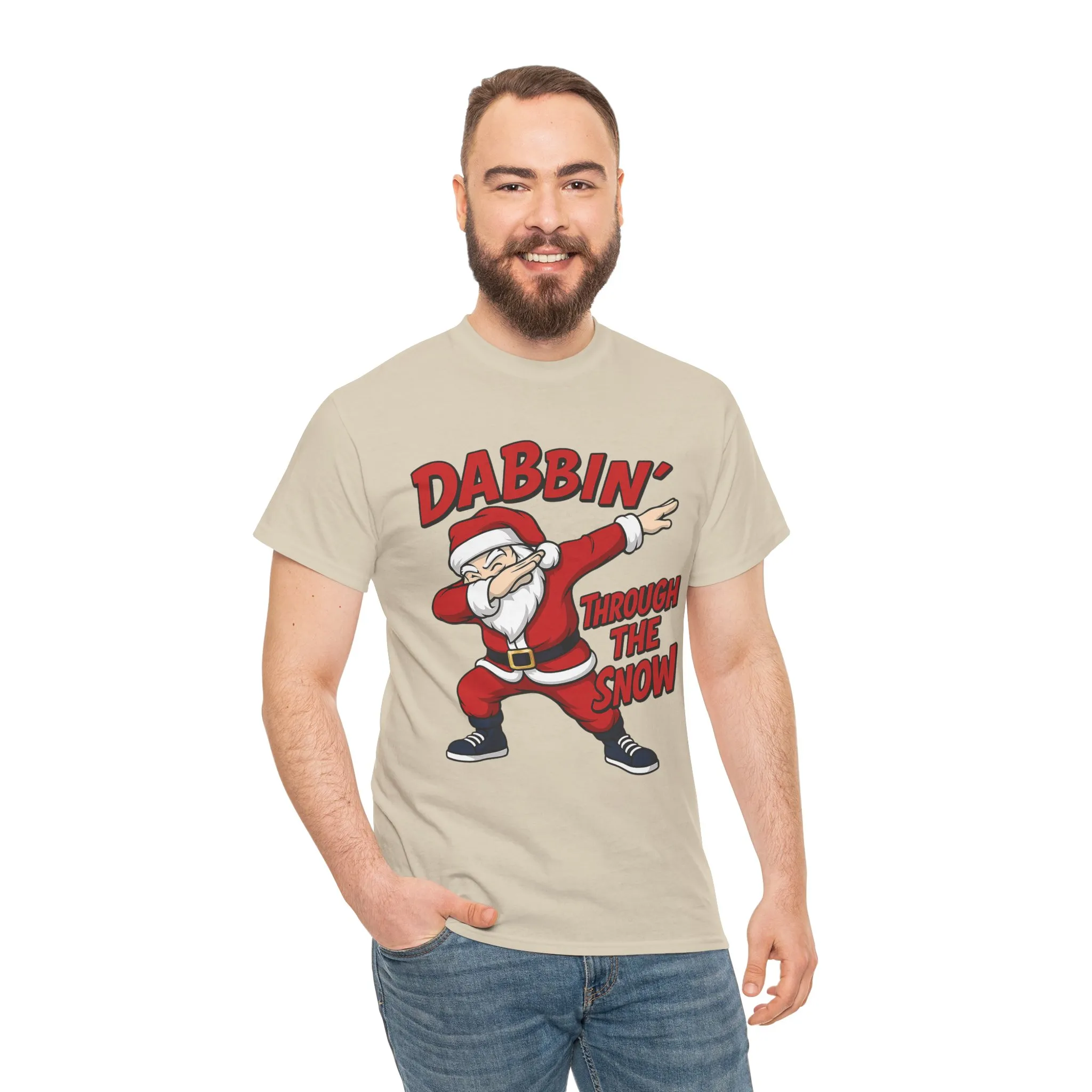 Dabbin Through The Snow Santa Men's Christmas T-Shirt, Funny Holiday Tee - Image 6