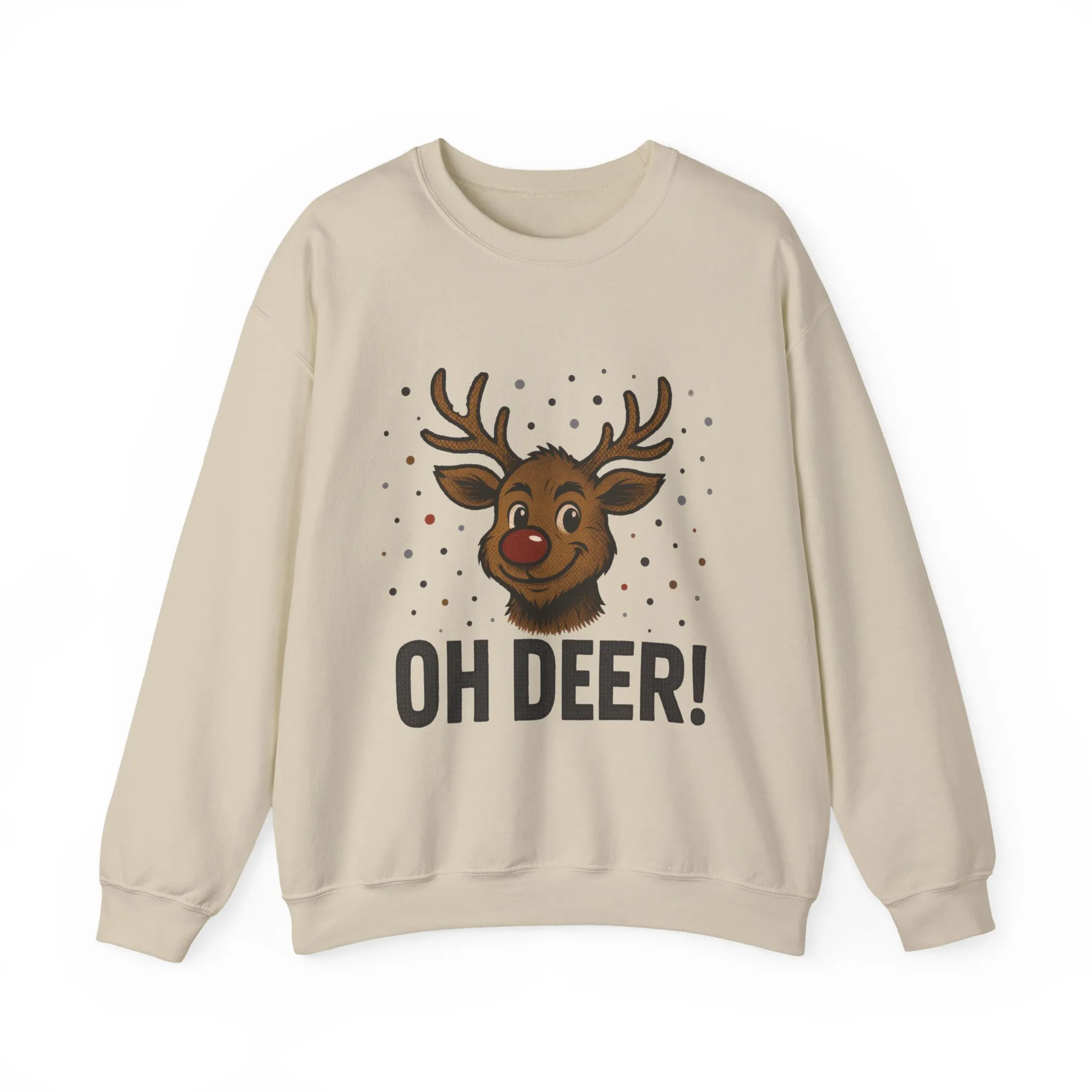 Men's Oh Deer Funny Christmas Sweatshirt, Reindeer Holiday Pullover - Image 2
