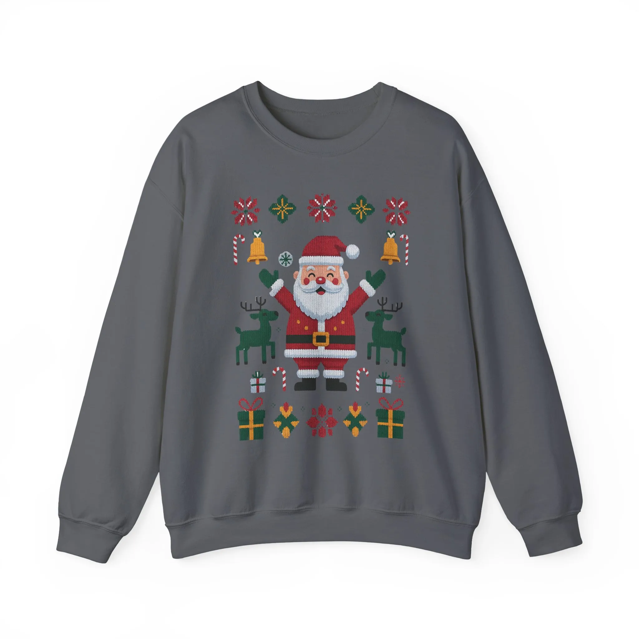 Santa Christmas Sweatshirt, Cute Reindeer Holiday Jumper, Nordic Style Ugly Christmas Sweater for Women - Image 19
