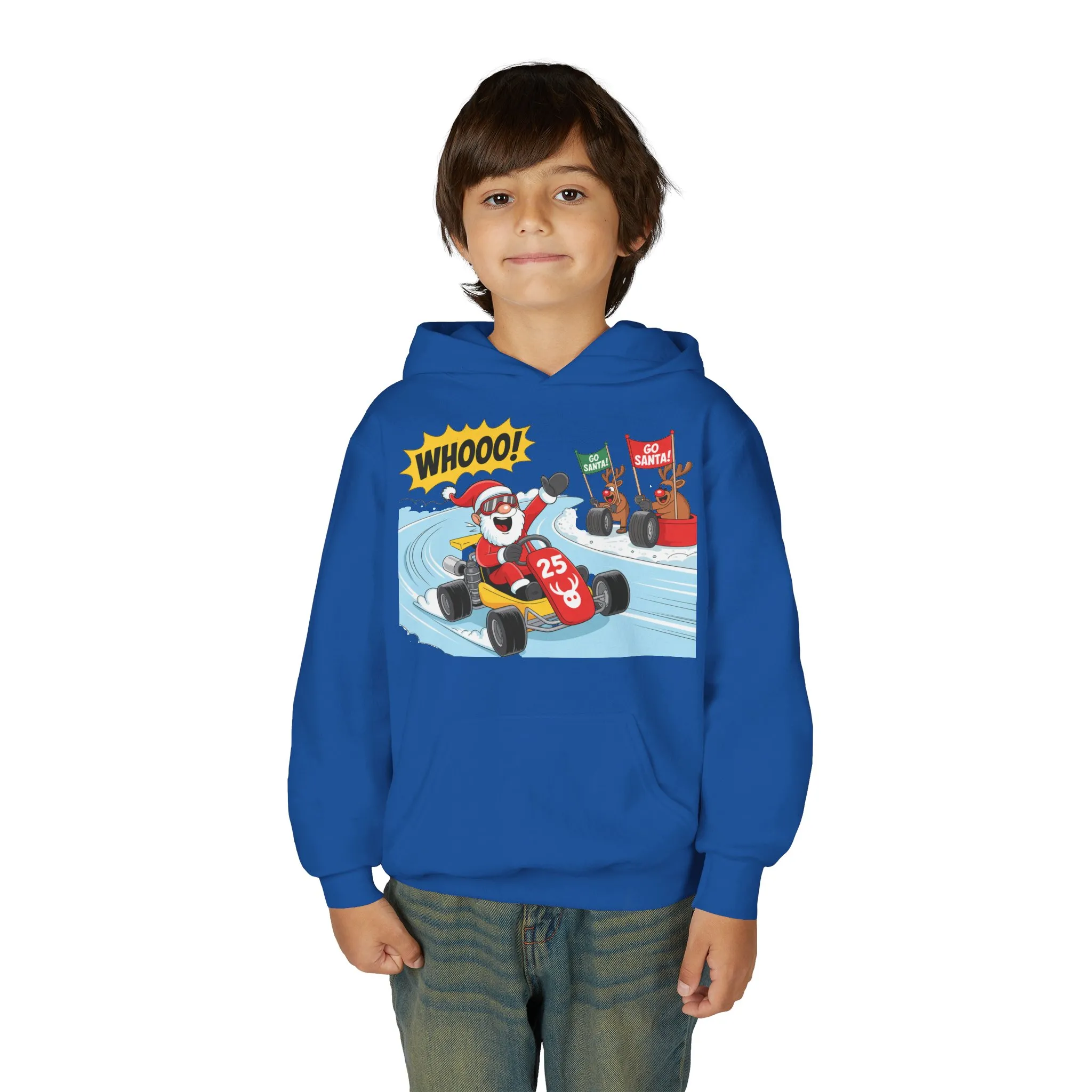 Go Santa Kart Racing Christmas Hoodie, Funny Santa - Reindeer Holiday Sweatshirt for Kids, Cute Christmas Jumper Youth Gift - Image 27
