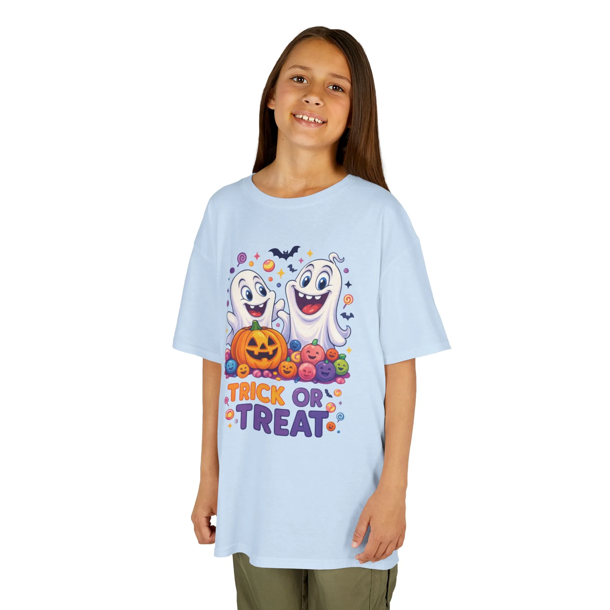Trick or Treat Kids Halloween T-Shirt, Cute Ghosts Pumpkin Design, Fun Spooky Tee for Boys Girls - Image 11