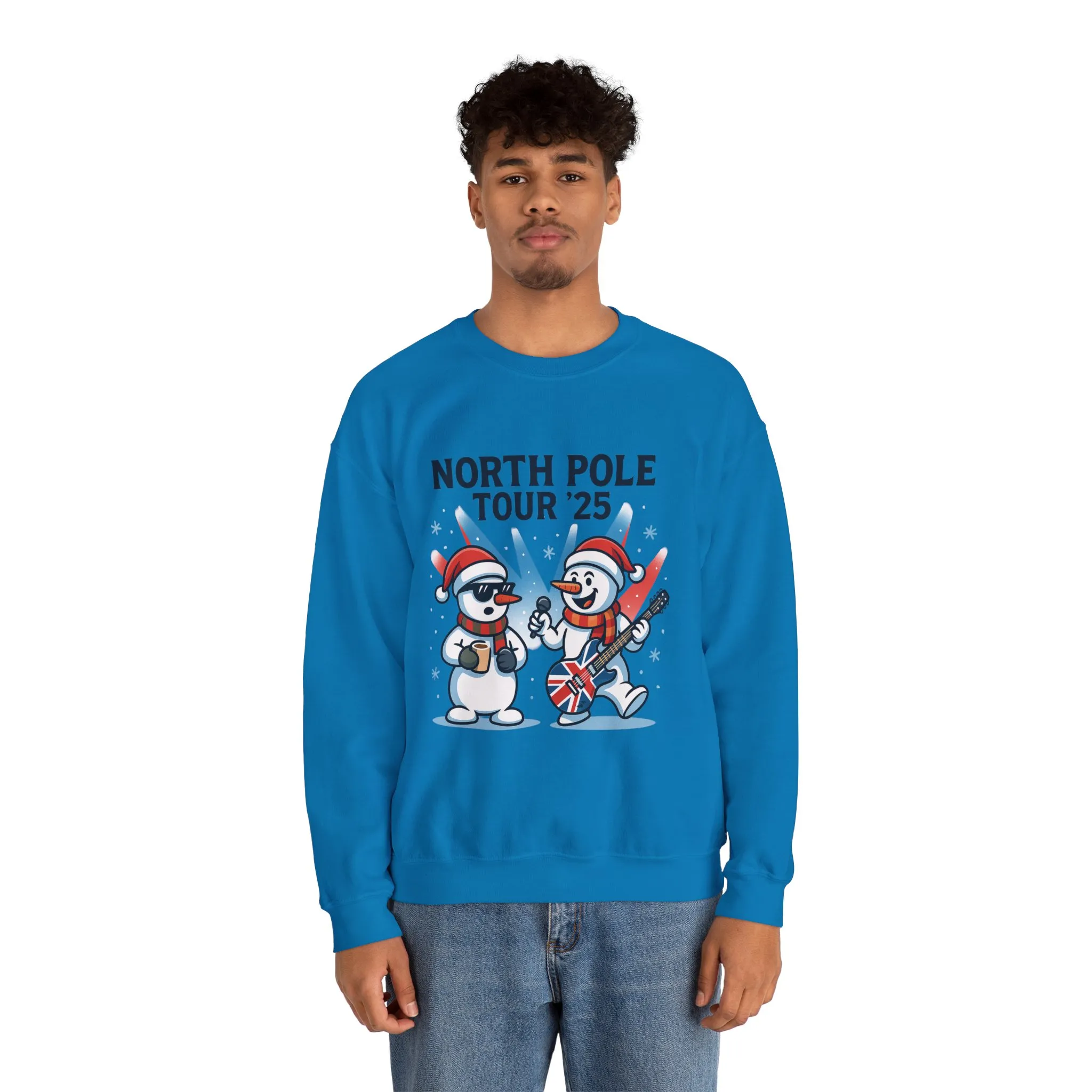 North Pole Tour 25 Men's Christmas Sweatshirt, Funny Rock Band Holiday Jumper