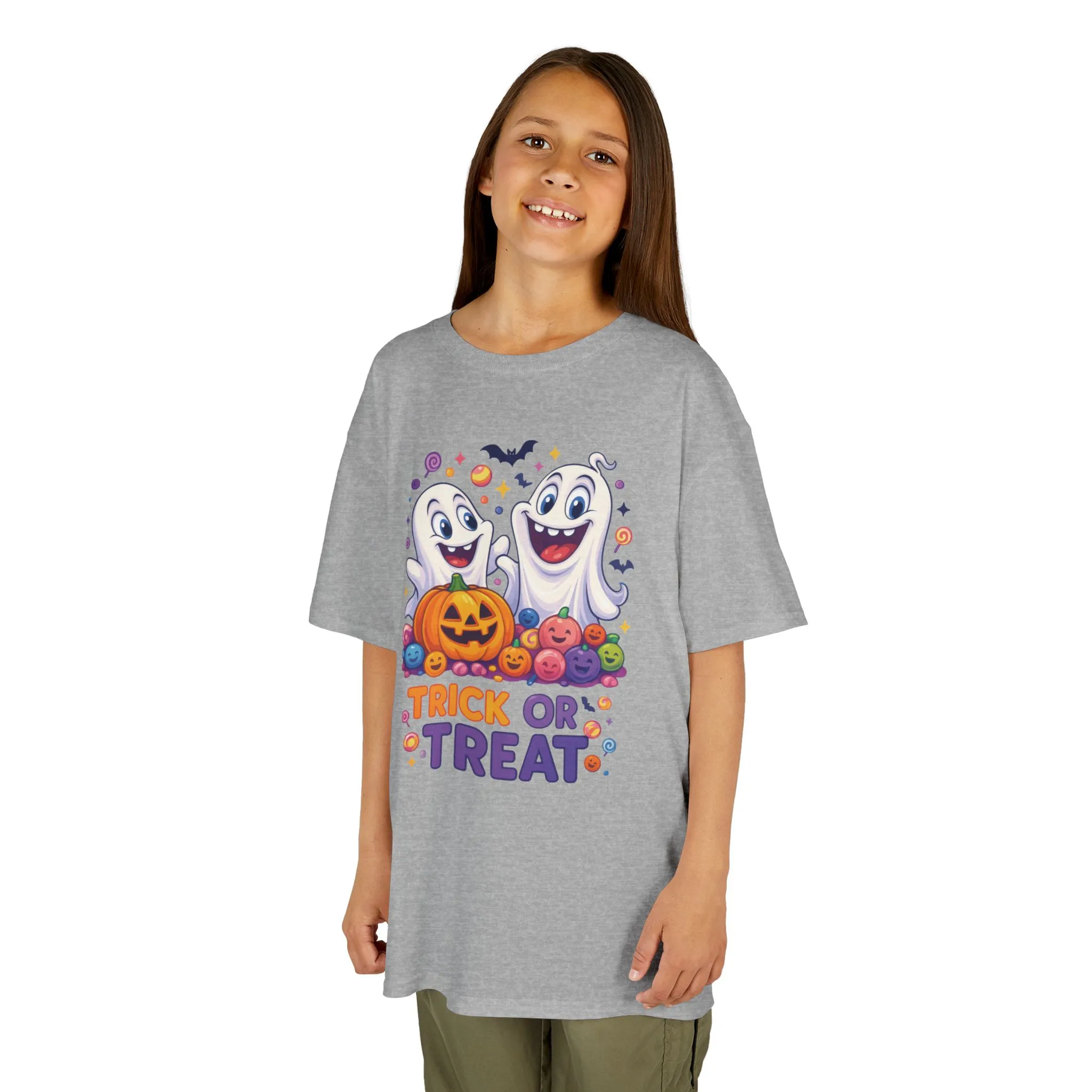 Trick or Treat Kids Halloween T-Shirt, Cute Ghosts Pumpkin Design, Fun Spooky Tee for Boys Girls - Image 5