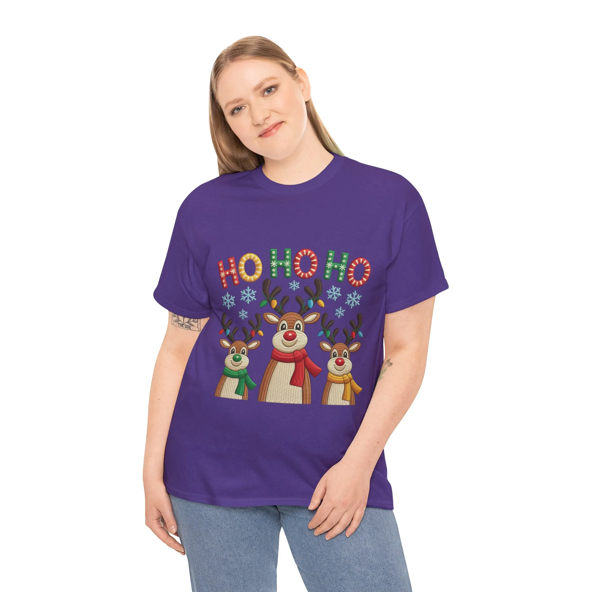 Ho Ho Ho Reindeer T-Shirt, Cute Christmas Tee for Women - Image 21
