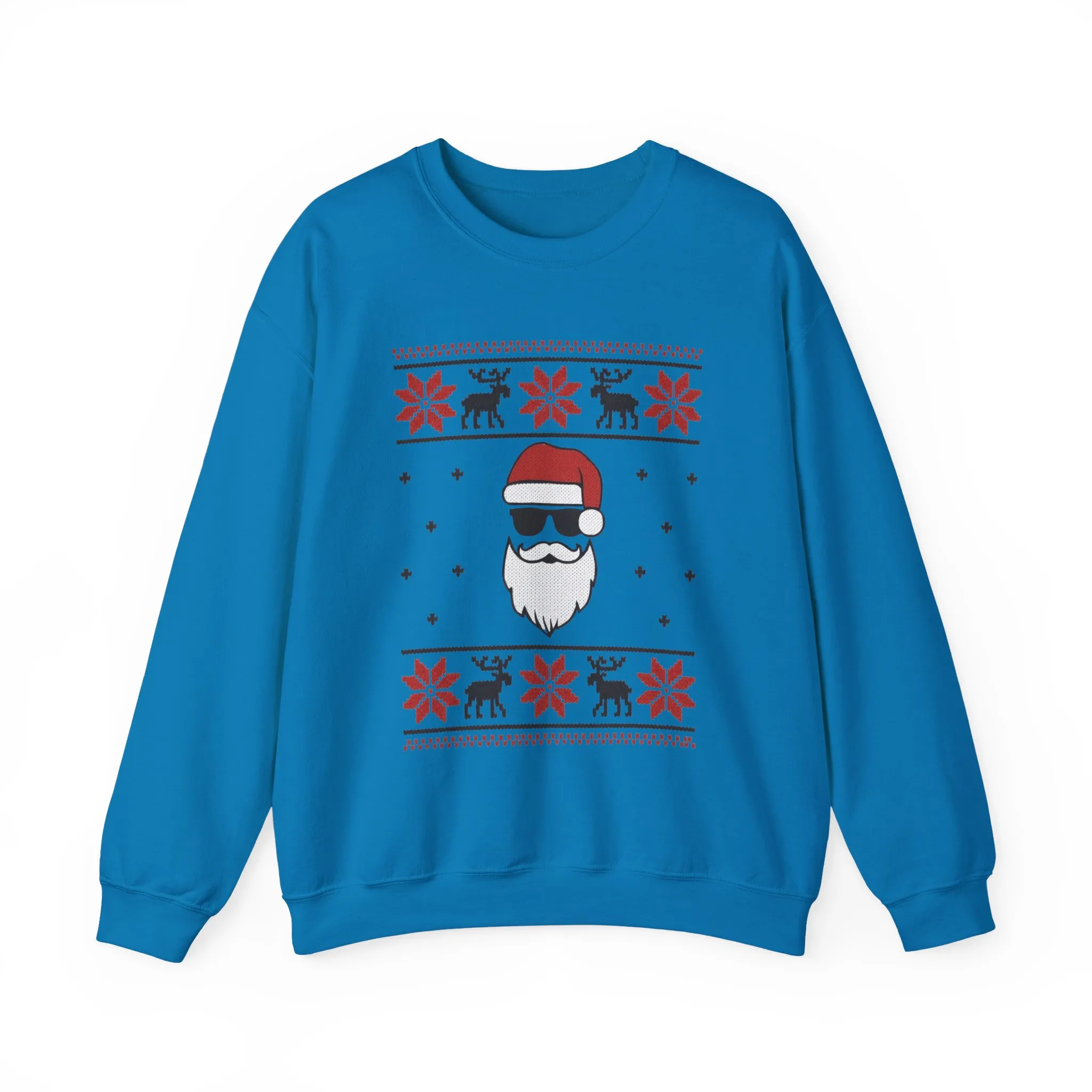 Cool Santa Men's Sweatshirt, Funny Knit Look Pullover, Retro Christmas Sweater Style - Image 16