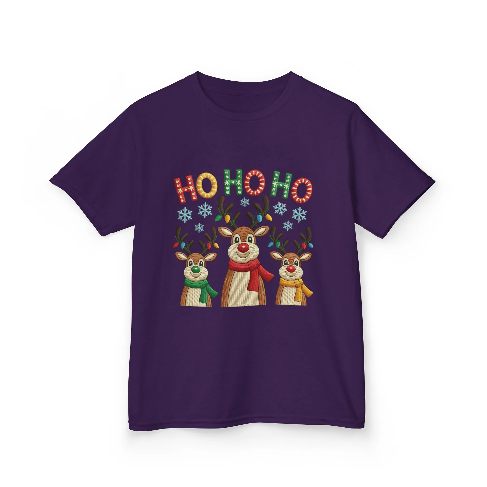 Ho Ho Ho Reindeer T-Shirt for Girl, Cute Christmas Kids Holiday Tee - Image 11