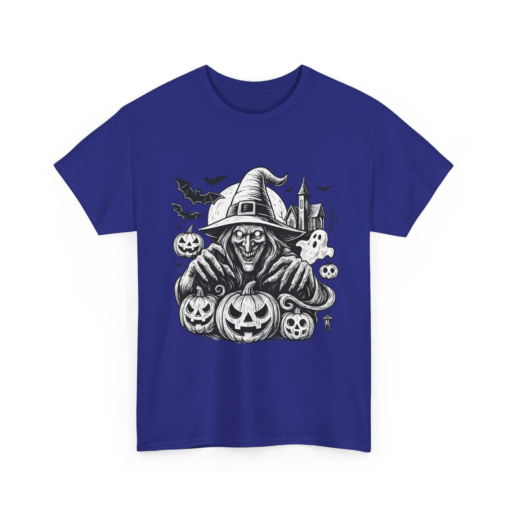 Scary Witch Halloween Shirt Women, Gothic Pumpkin Ghost Tee, Spooky Horror Tee with Bats - Image 16