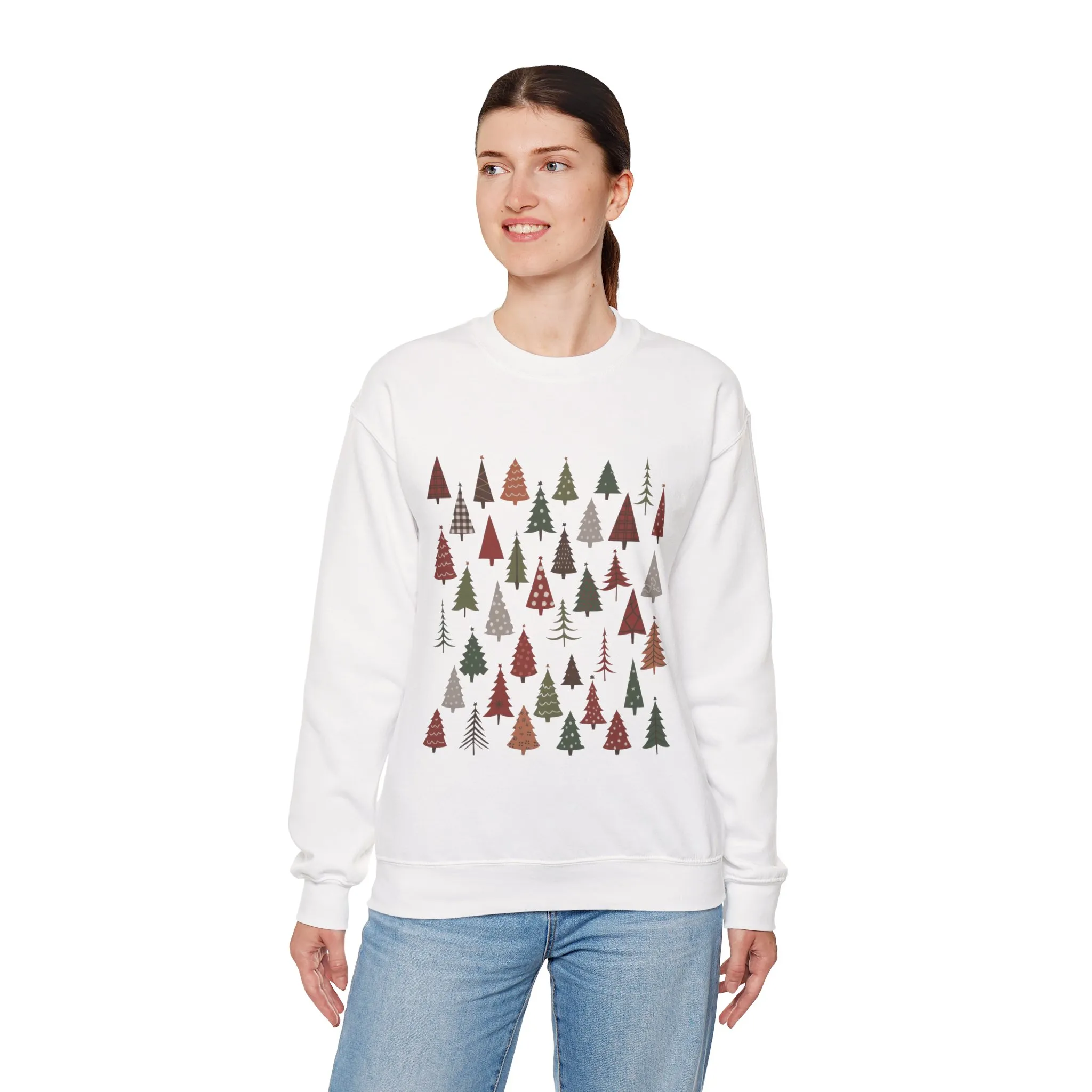 Women's Minimal Christmas Tree Sweatshirt, Rustic Holiday Pullover - Image 3