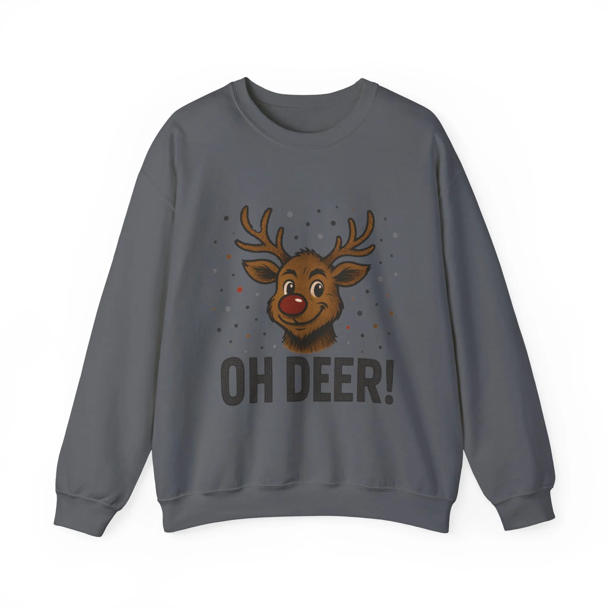 Men's Oh Deer Funny Christmas Sweatshirt, Reindeer Holiday Pullover - Image 19