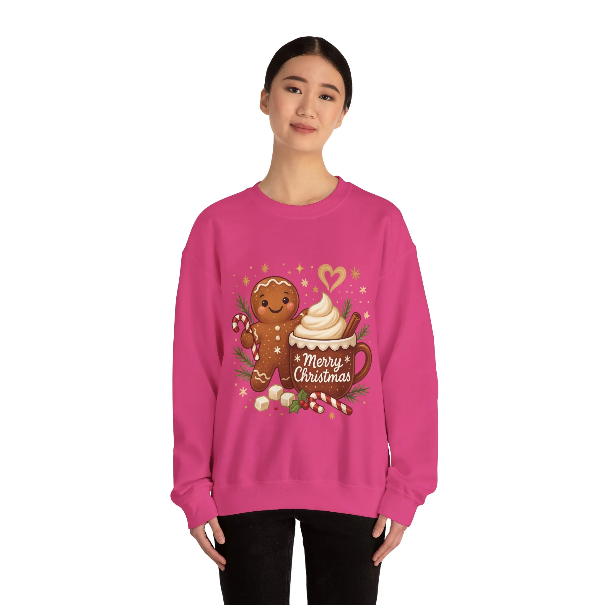Women's Gingerbread - Hot Cocoa Christmas Sweatshirt, Cozy Holiday Pullover, Women's Heavy Blend™ Crewneck Sweatshirt - Image 23