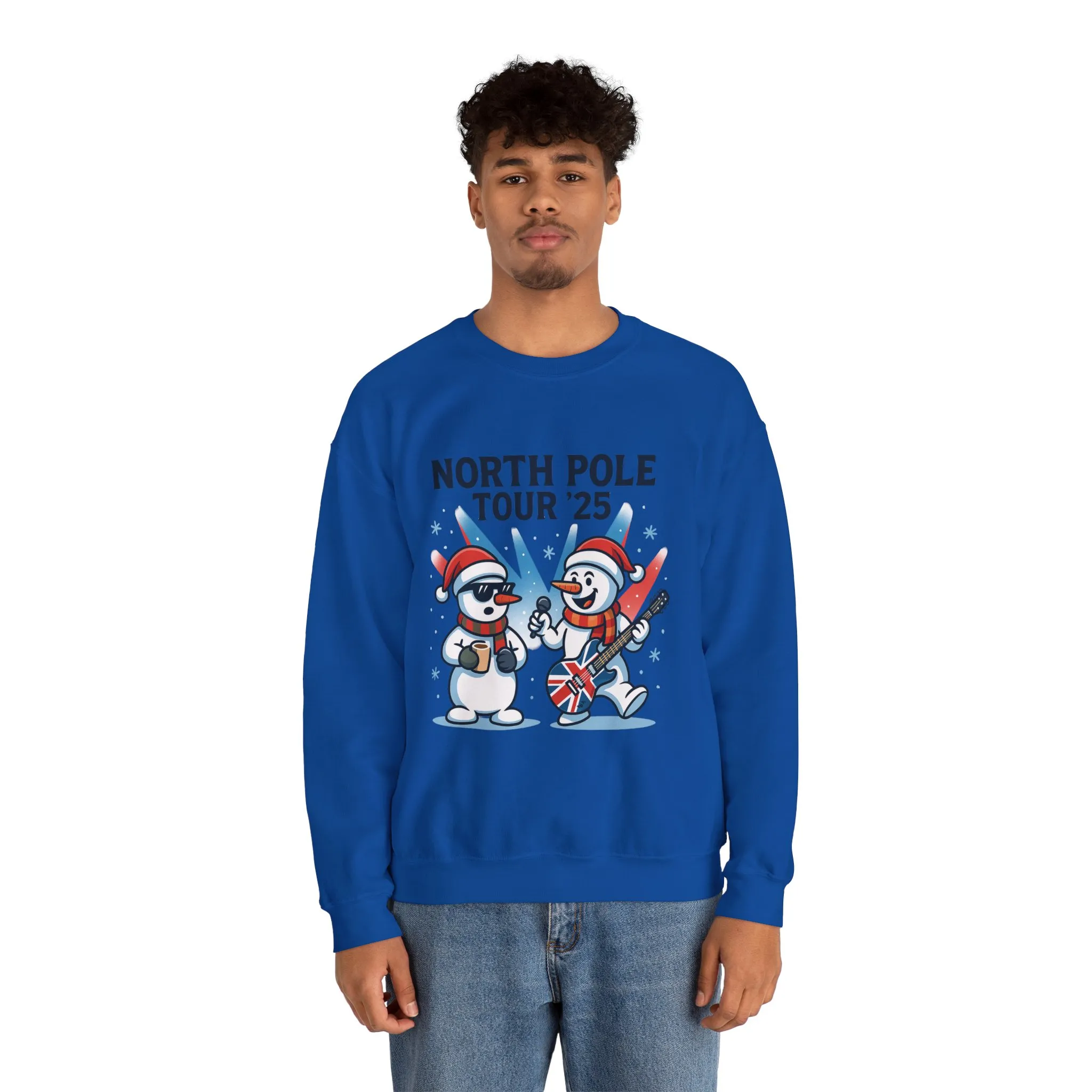 North Pole Tour 25 Men's Christmas Sweatshirt, Funny Rock Band Holiday Jumper - Image 23
