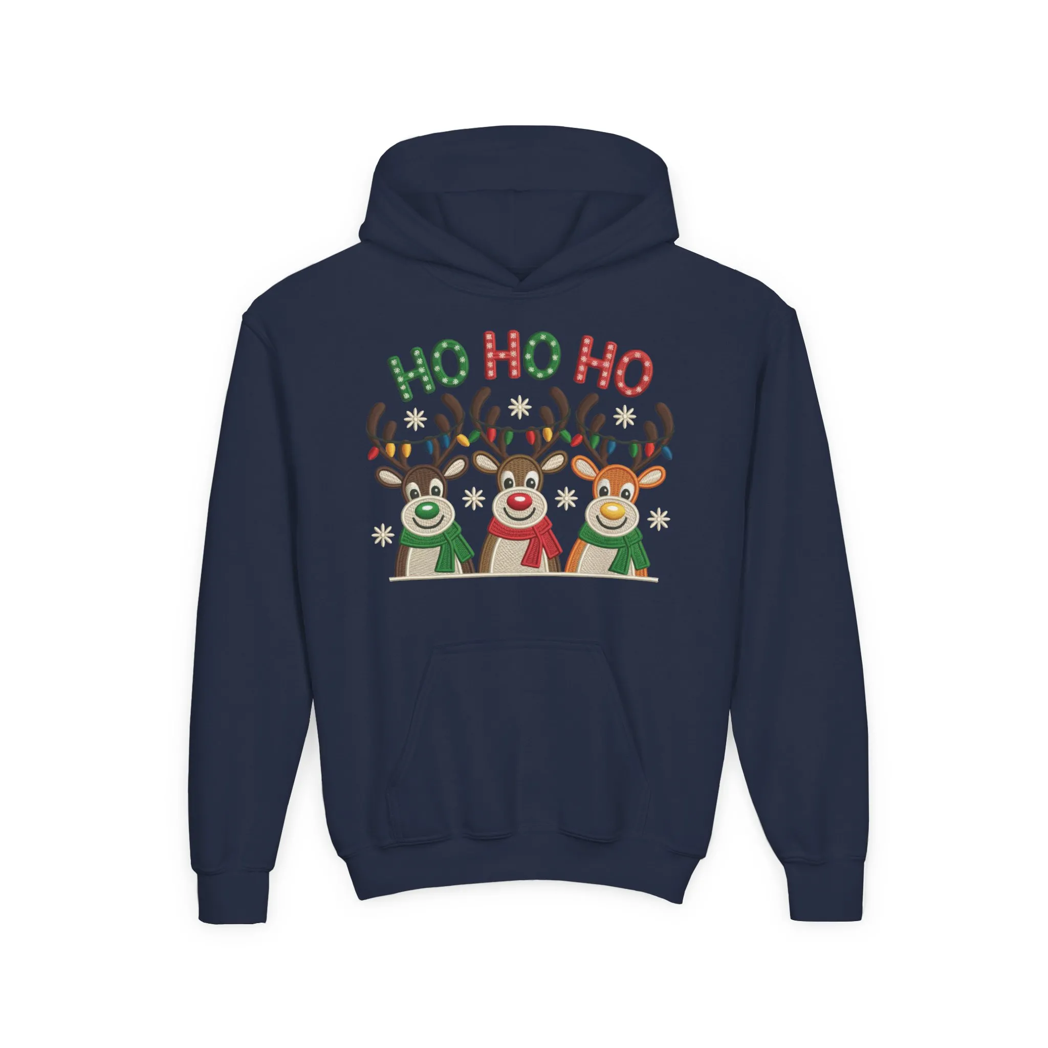 Ho Ho Ho Reindeer Hoodie for Girls, Cute Christmas Holiday Kids Pullover, Youth Hooded Sweatshirt - Image 16