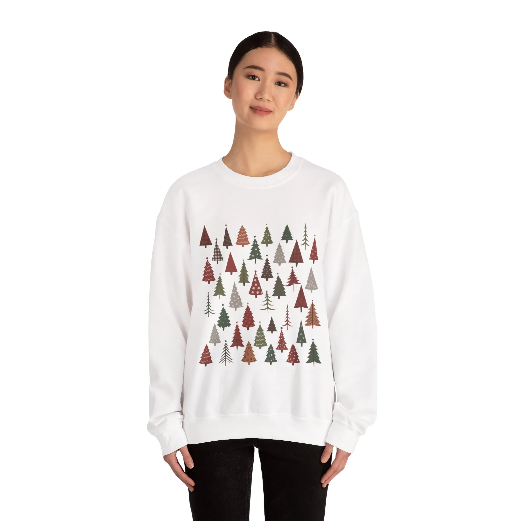 Women's Minimal Christmas Tree Sweatshirt, Rustic Holiday Pullover