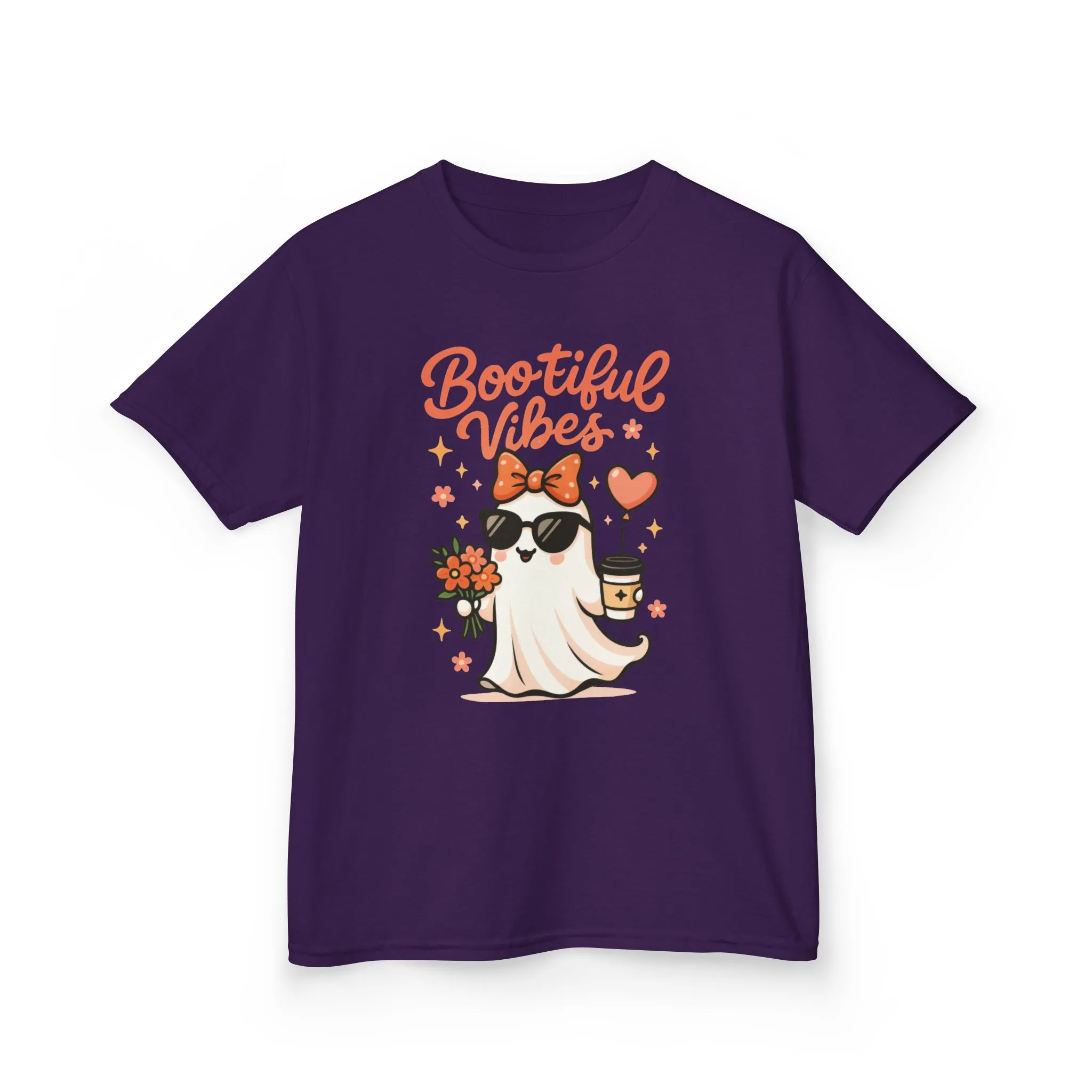 Girls Halloween Ghost T-Shirt, Cute Bootiful Vibes Tee for Kids, Fun Spooky Season Shirt, Tween Girl Outfit Gift, Kids Heavy Cotton™ Tee - Image 13