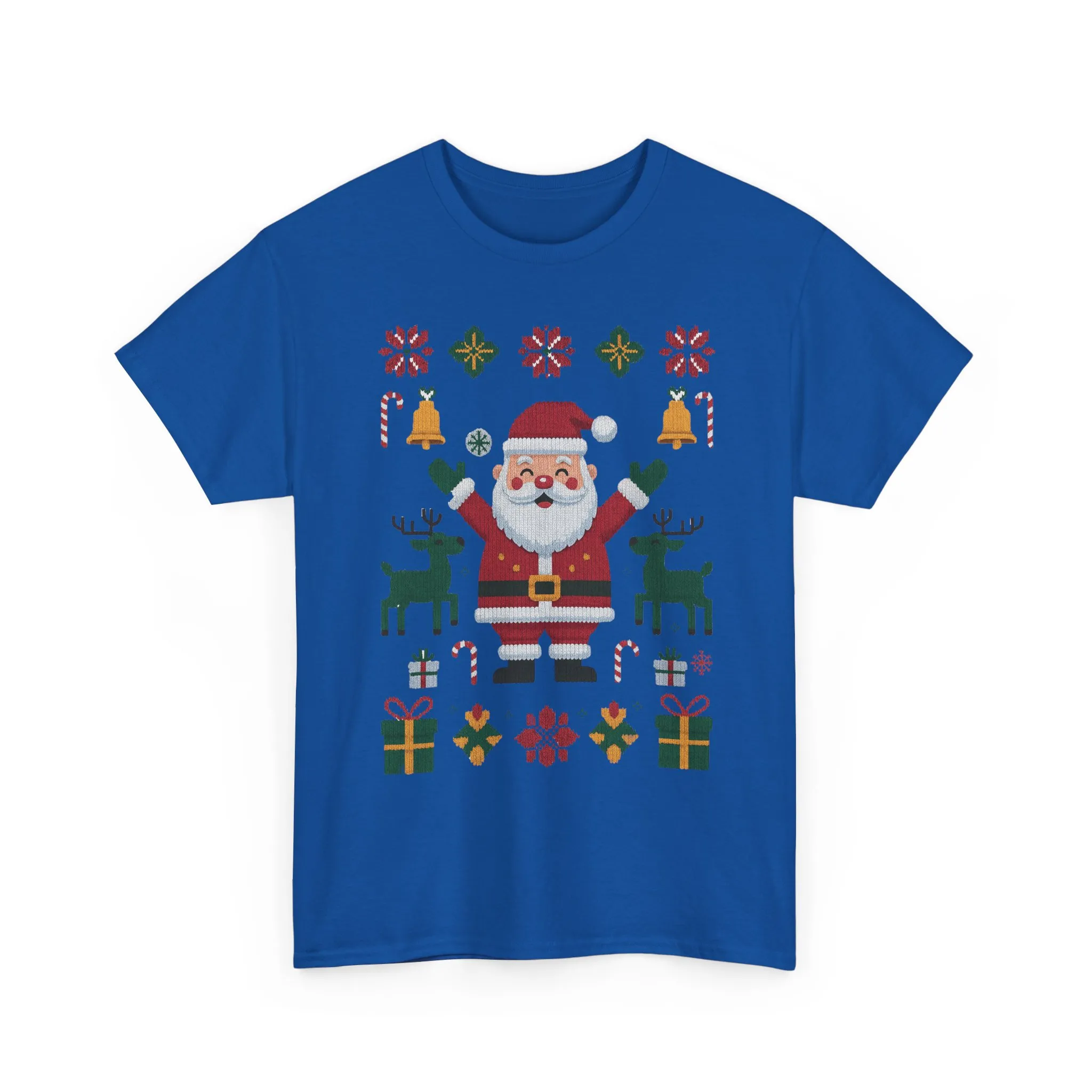 Santa Christmas T-Shirt, Cute Reindeer Holiday Tee, Classic Nordic Christmas Shirt for Women - Image 19