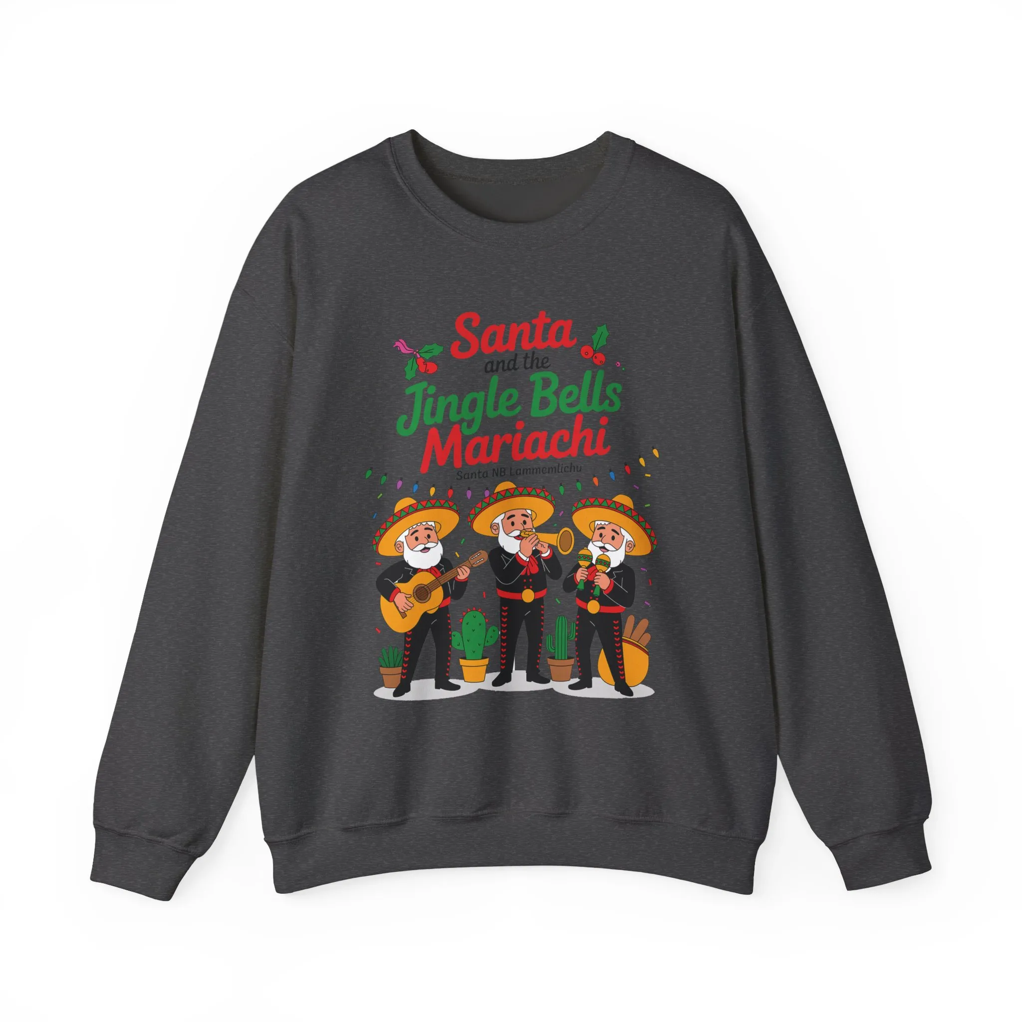 Santa and the Jingle Bells Mariachi Sweatshirt, Funny Mexican Christmas Jumper, Latin Holiday Fiesta Pullover - Image 13