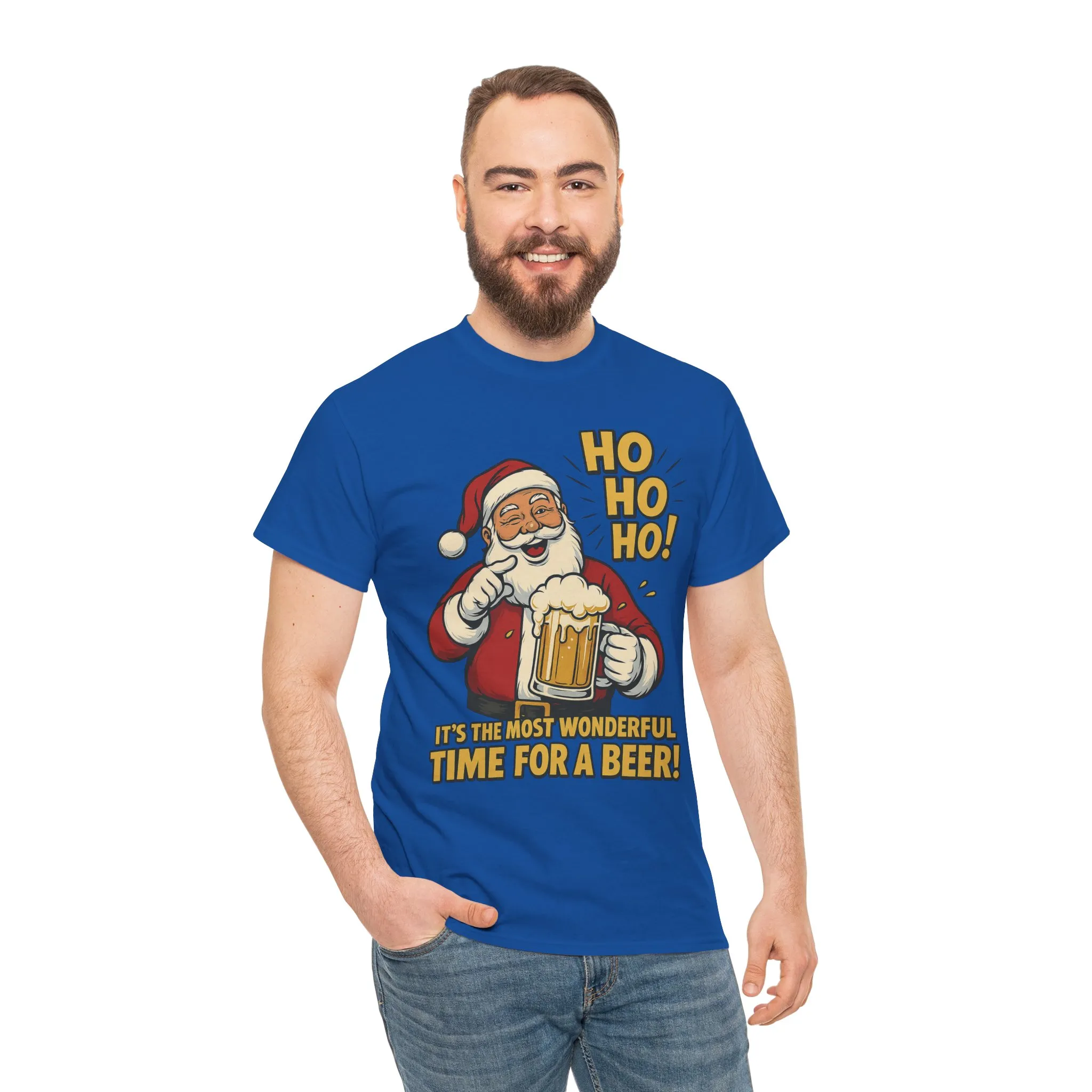 Funny Santa Beer Christmas T-Shirt, Men's Holiday Party Tee - Image 29