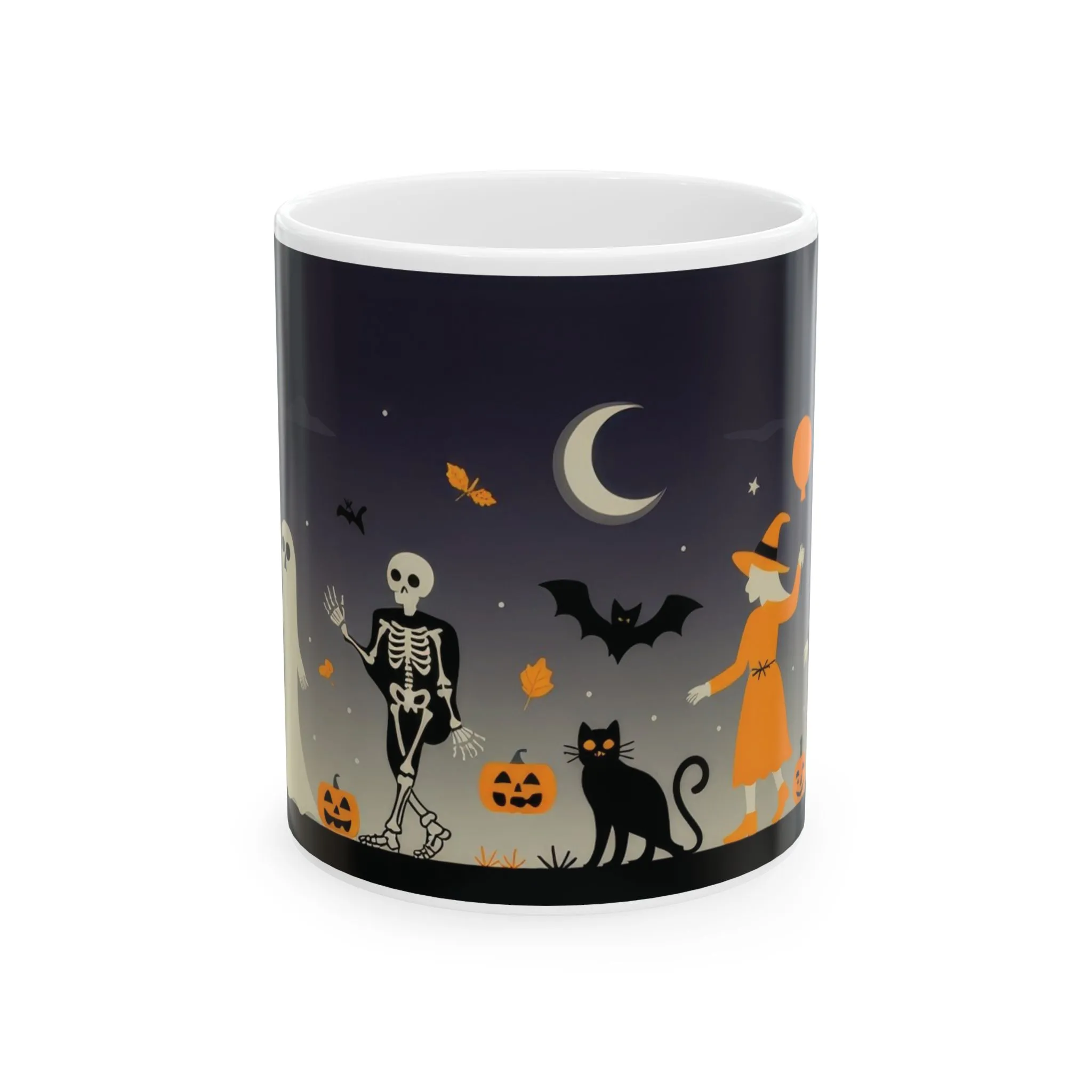 Halloween Night Parade Mug, Witches, Ghosts, Skeletons, Spooky Night Coffee Cup, Gothic Fall Gift for Her - HimCeramic Mug, (11oz, 15oz) - Image 2
