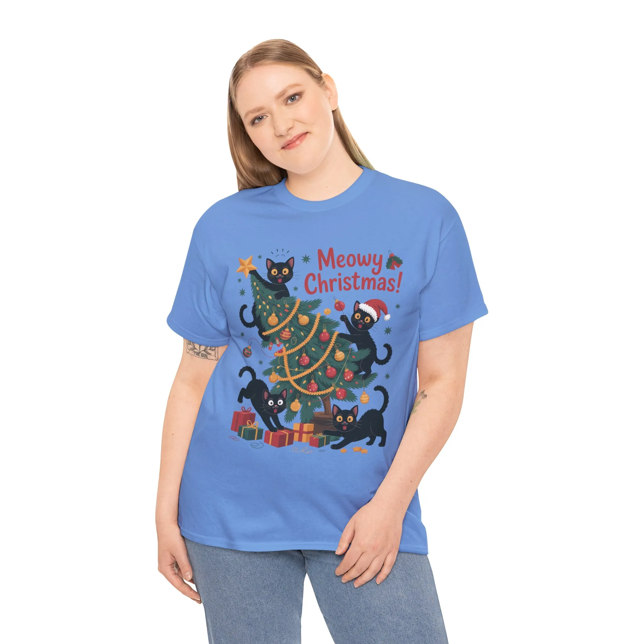 Funny Black Cats Christmas Tree T-Shirt, Cute Cat Lover Holiday Tee, Christmas Cat Chaos Shirt for Women - Image 12