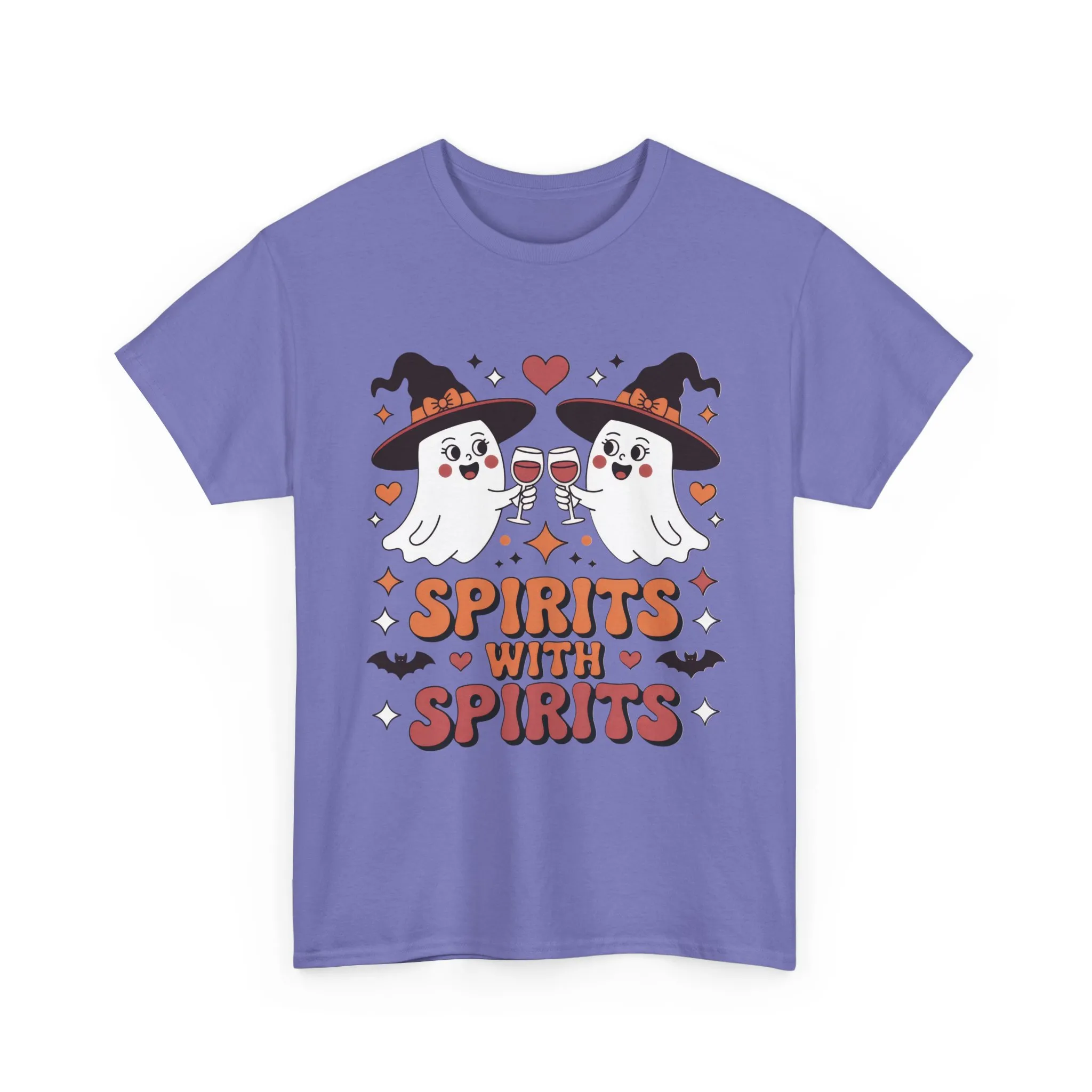 Spirits With Spirits Women's Halloween T-Shirt, Funny Ghost Drinking Wine Tee, Witches Party Shirt, Spooky Season Gift for Her - Image 2