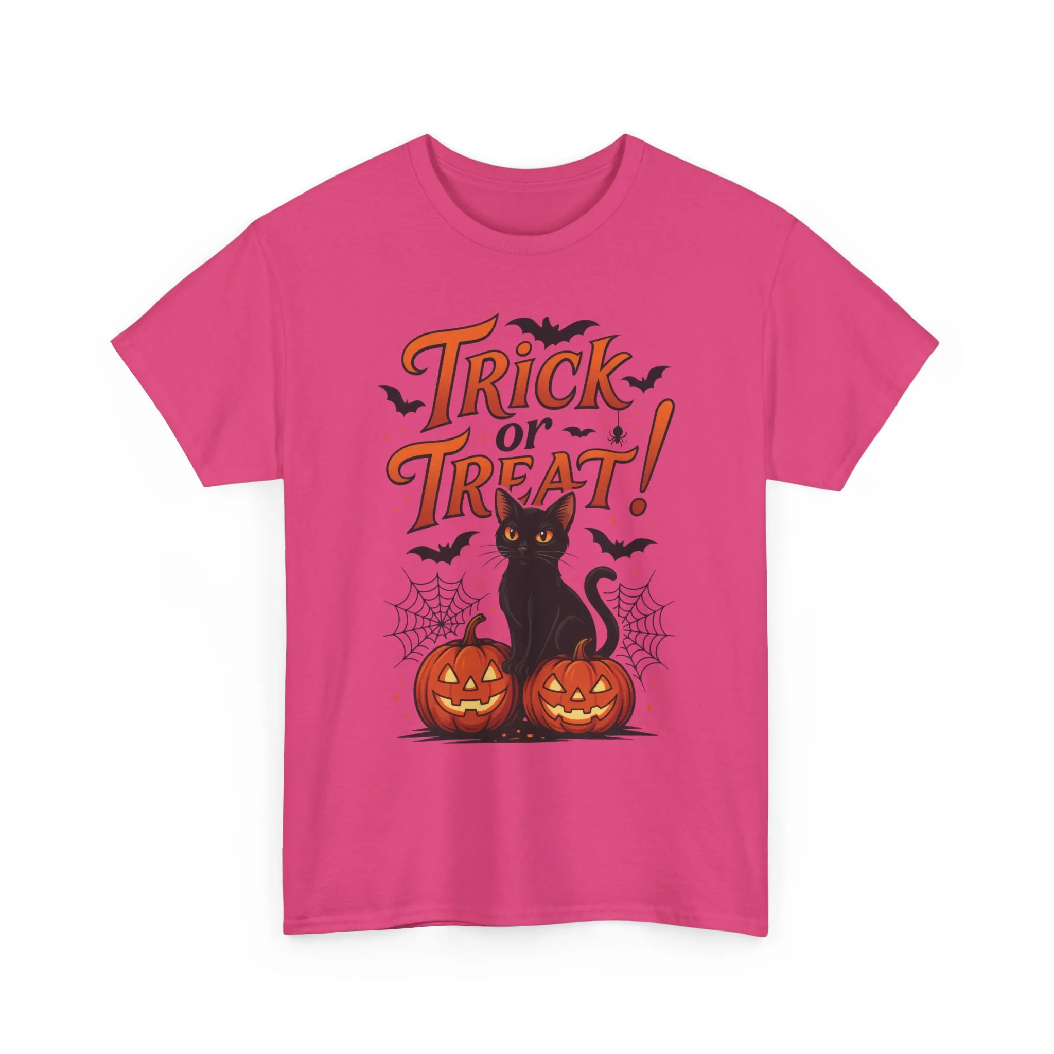Trick or Treat Black Cat Halloween T-Shirt for Women, Spooky Cute Pumpkin Cat Tee, Fall Halloween Outfit Gift, Vintage Witchy Top - Image 25