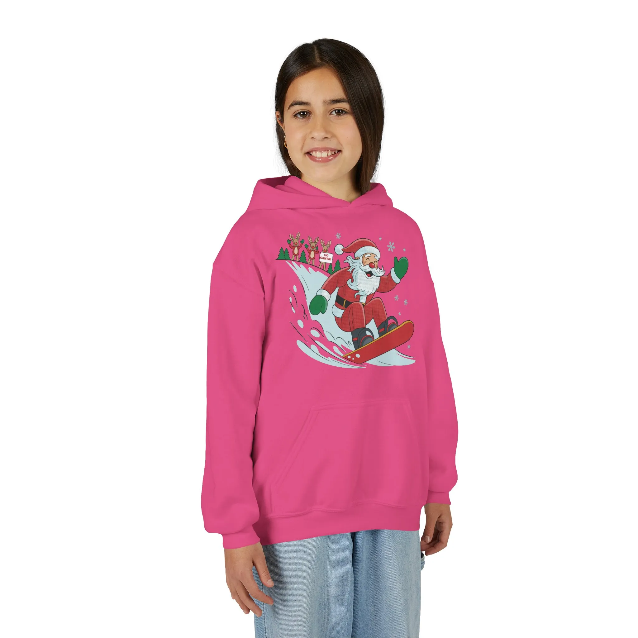 Go Santa Snowboarding Christmas Hoodie, Funny Santa - Reindeer Holiday Hoodie for Kids, Cute Winter Sports Christmas Sweatshirt - Image 32