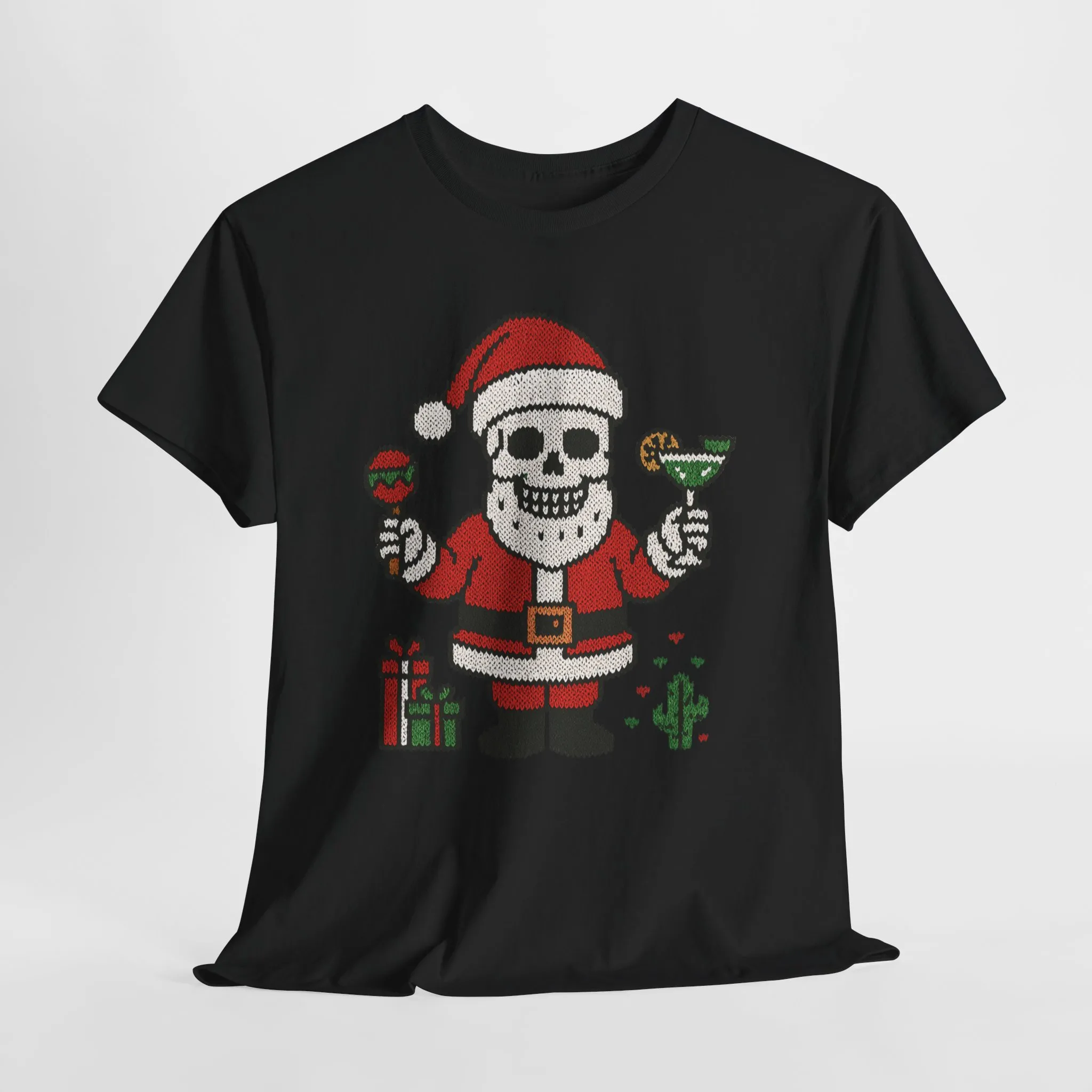 Funny Santa Skull Christmas Men's Shirt, Holiday Margarita Tee for Men - Image 4
