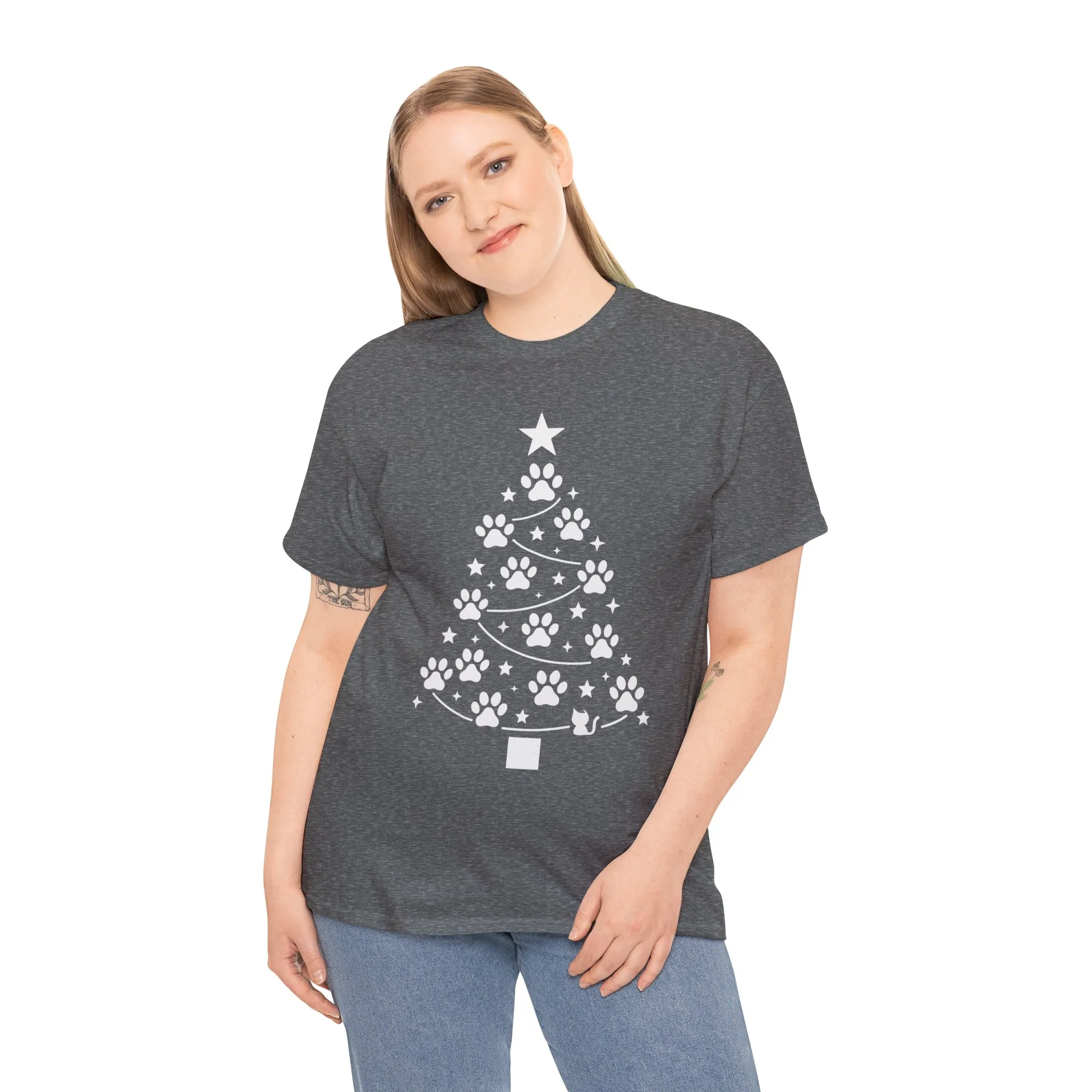 Paw Christmas Tree Women's T-Shirt, Pet Lover Holiday Tee - Image 6
