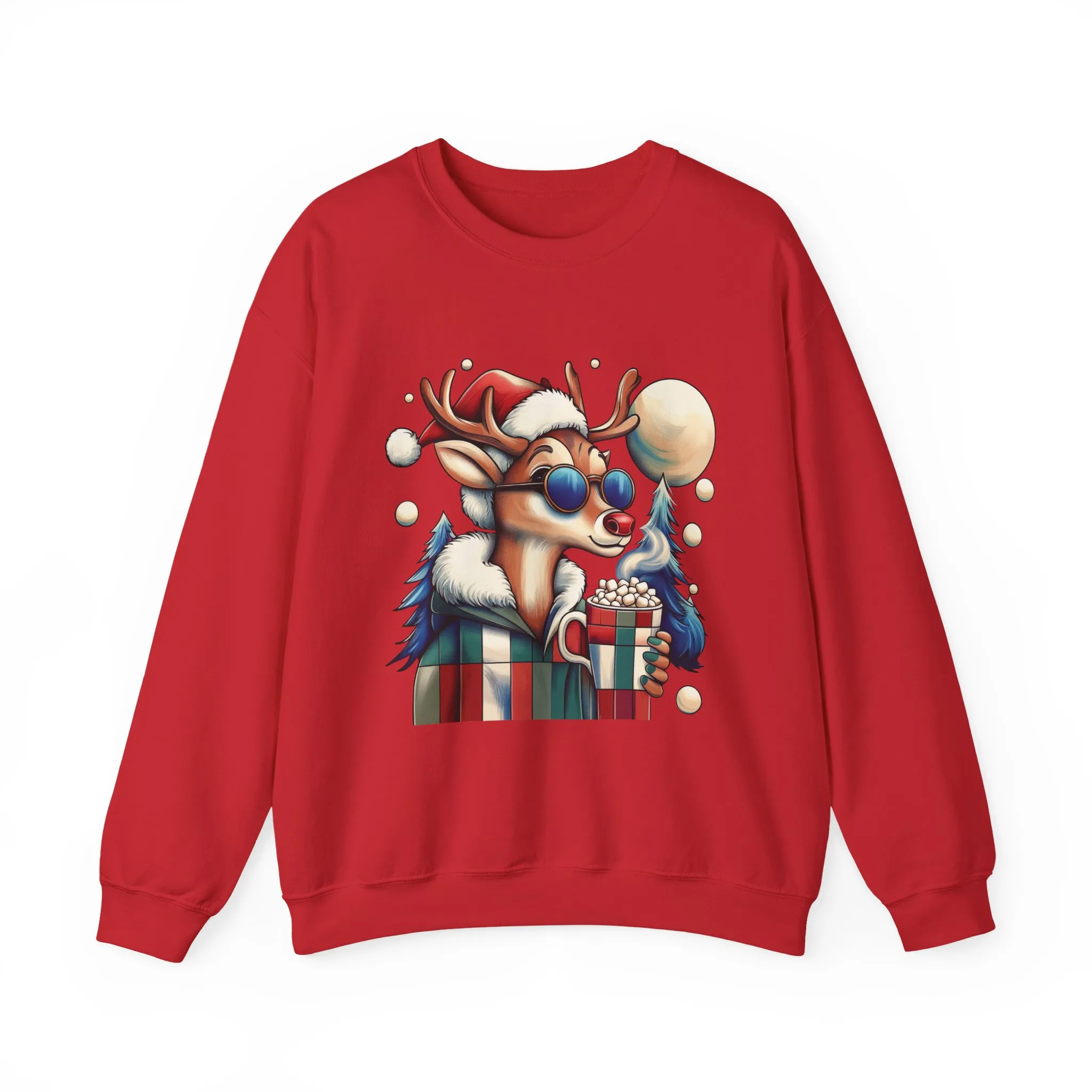 Cool Reindeer Christmas Sweatshirt, Funny Holiday Pullover for Men, Men's Heavy Blend™ Crewneck Sweatshirt - Image 22