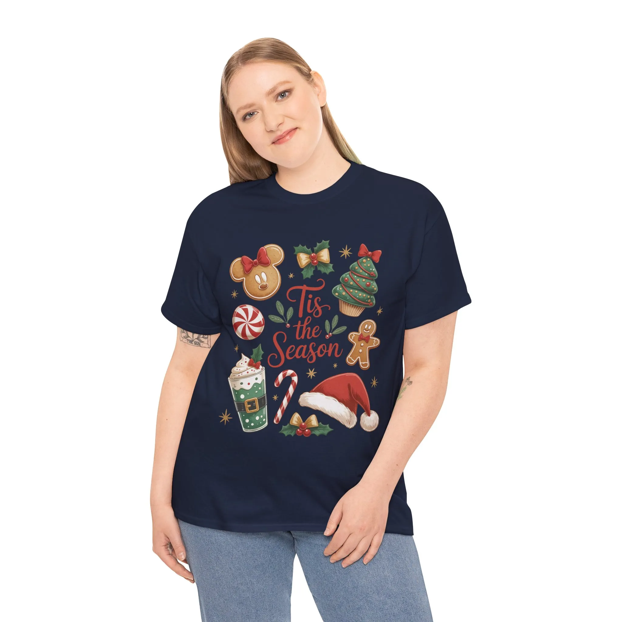 Women's Tis the Season Christmas Shirt, Cute Holiday Cookie - Coffee Tee, Women's Heavy Cotton Tee - Image 15