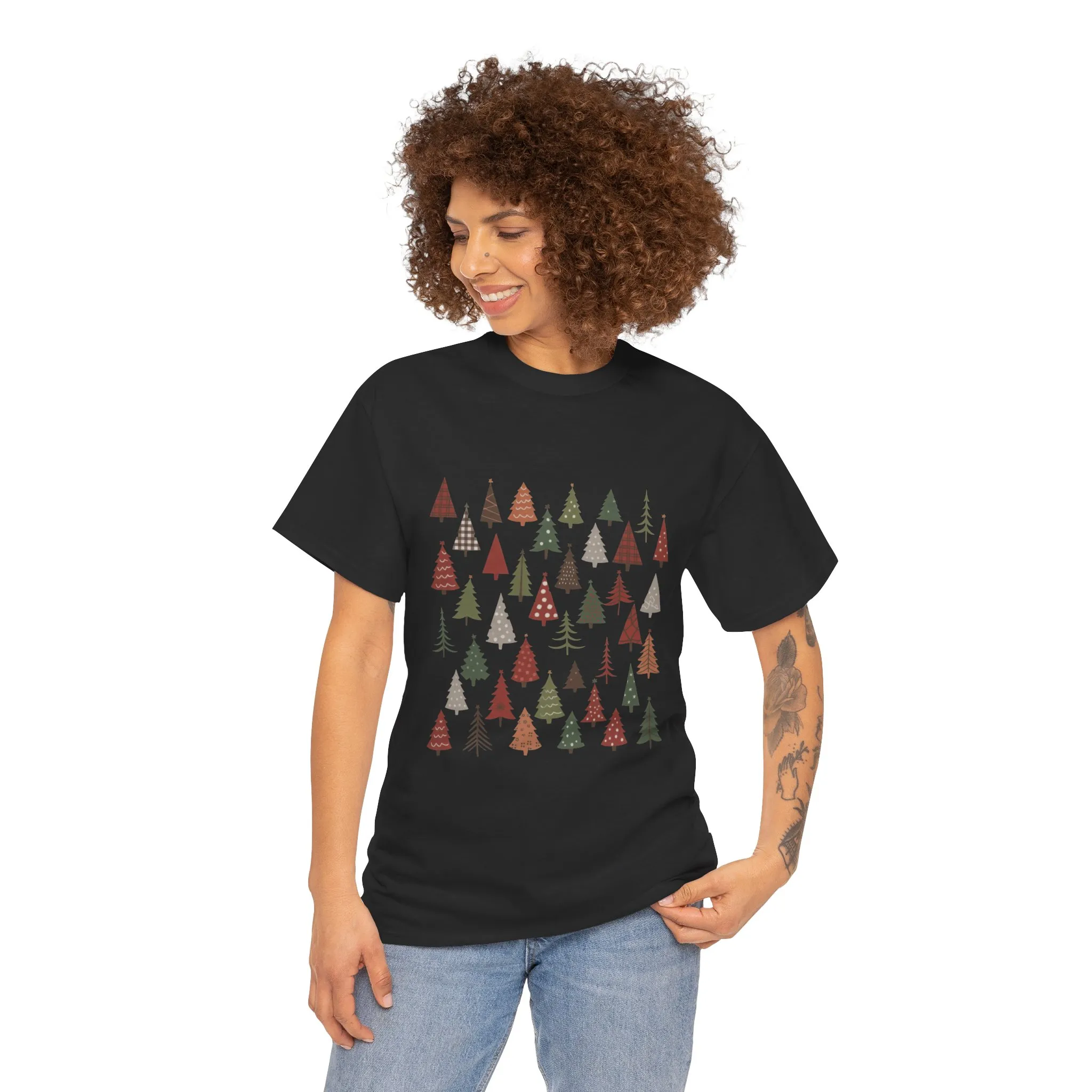 Minimal Christmas Tree T-Shirt, Boho Holiday Tee for Women - Image 8