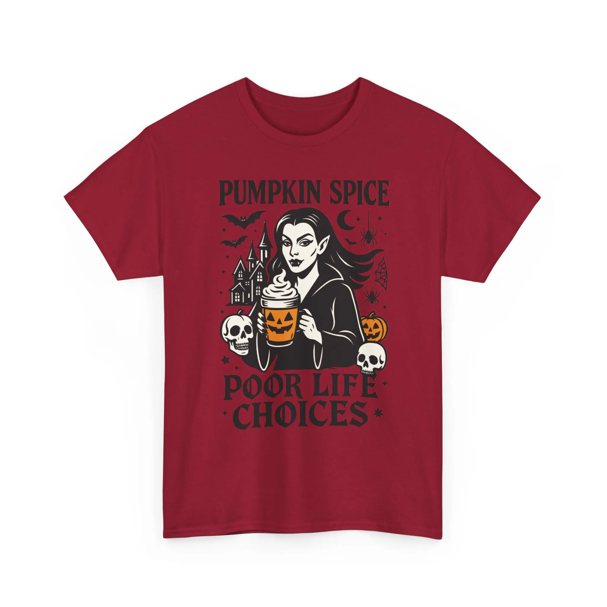 Pumpkin Spice Poor Life Choices Women's T-Shirt, Funny Vampire Coffee Halloween Graphic Tee - Image 22