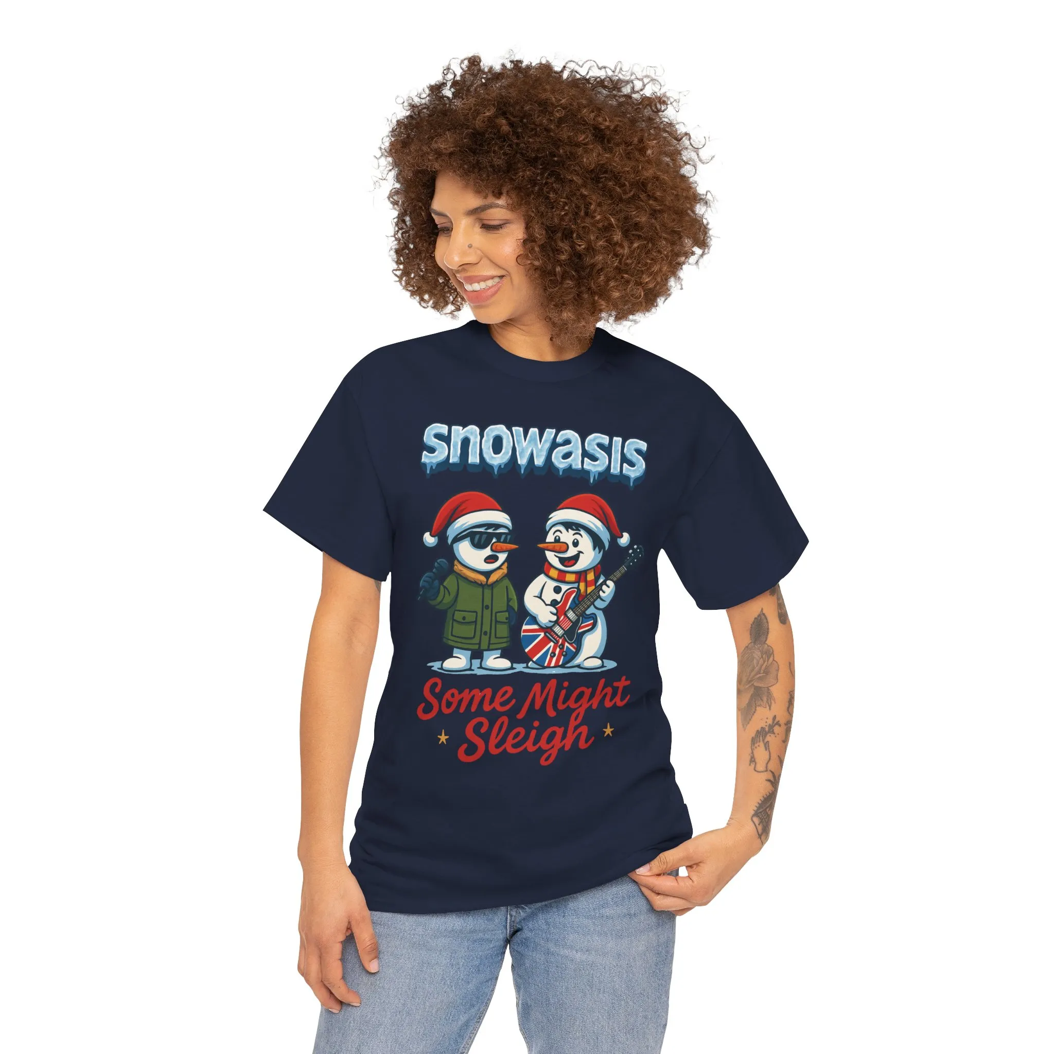 Funny Snowasis Women's Christmas T-Shirt, Retro Music Holiday Tee - Image 20
