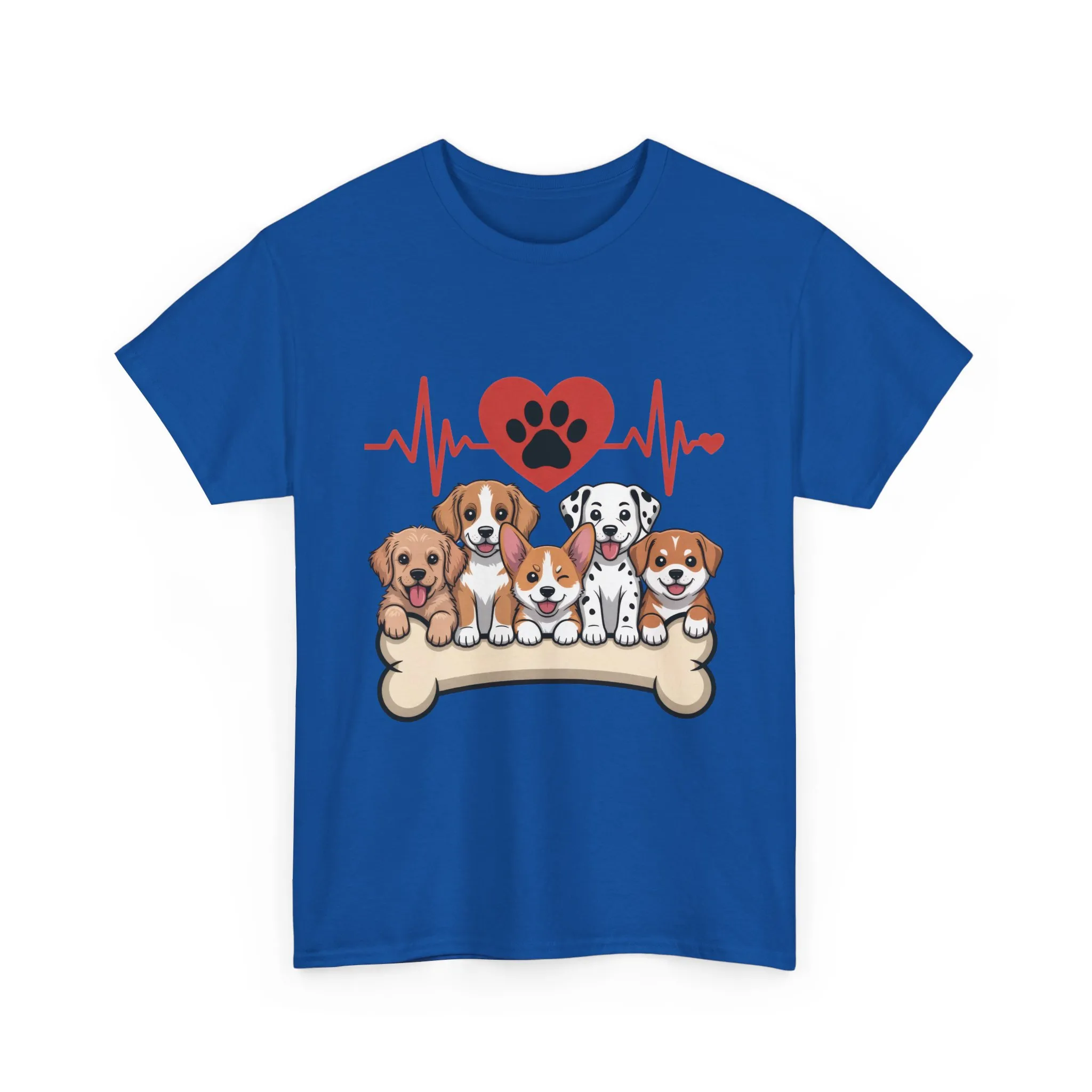 Cute Puppy Heartbeat Women's T-Shirt, Dog Lover Gift, Paw Print Heart Graphic Tee - Image 13