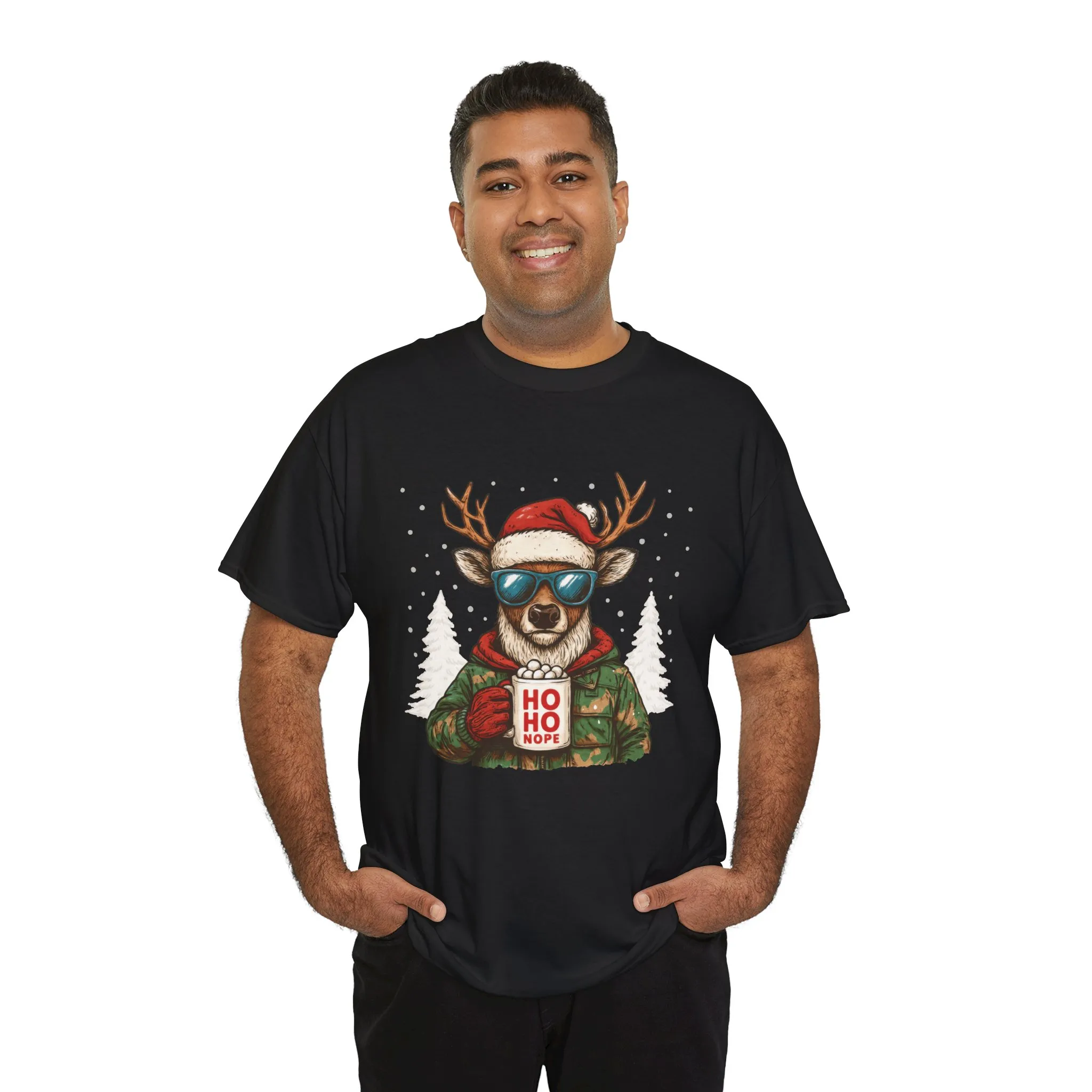 Men's HO HO NOPE Funny Christmas Sweatshirt, Cool Reindeer Pullover - Image 6