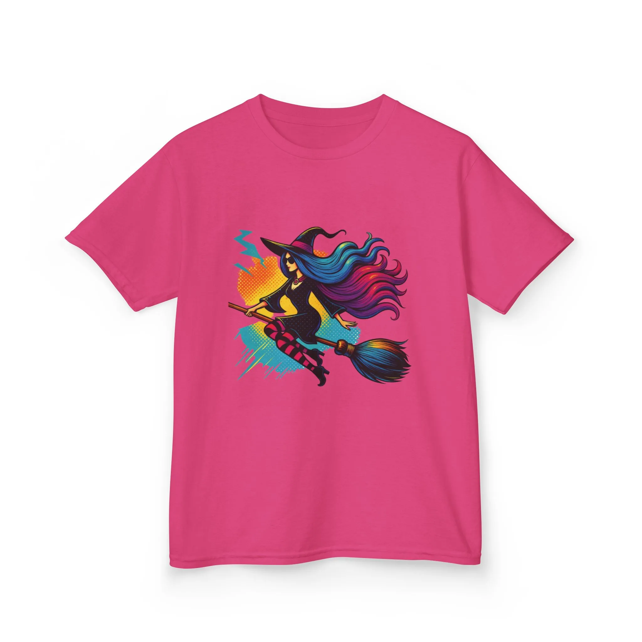 Girls Witch T-Shirt, Colorful Halloween Witch Graphic Tee for Kids, Fun Spooky Broomstick Shirt, Gift for Girls - Image 17