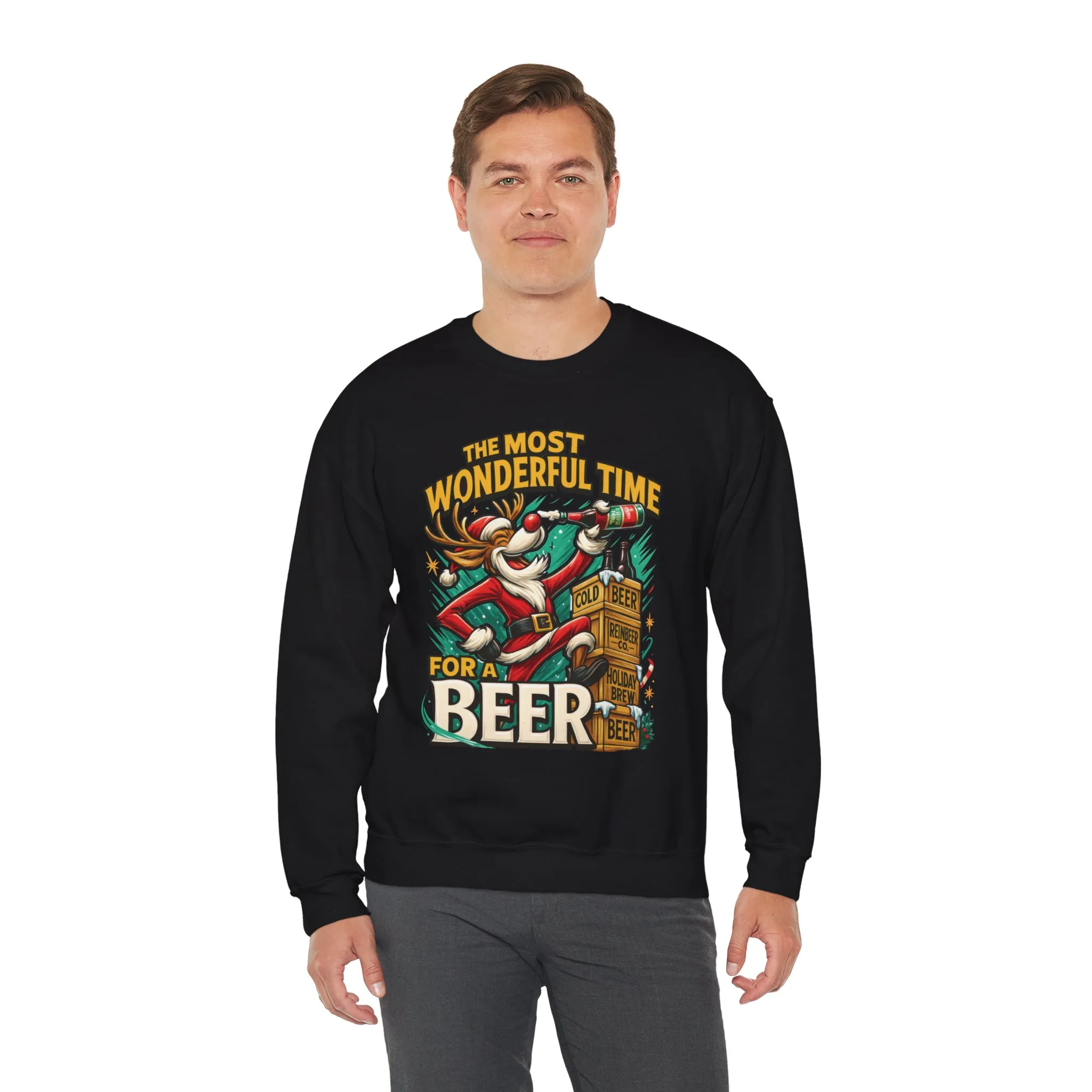 Funny Christmas Beer Men's Sweatshirt, The Most Wonderful Time for a Beer - Image 6