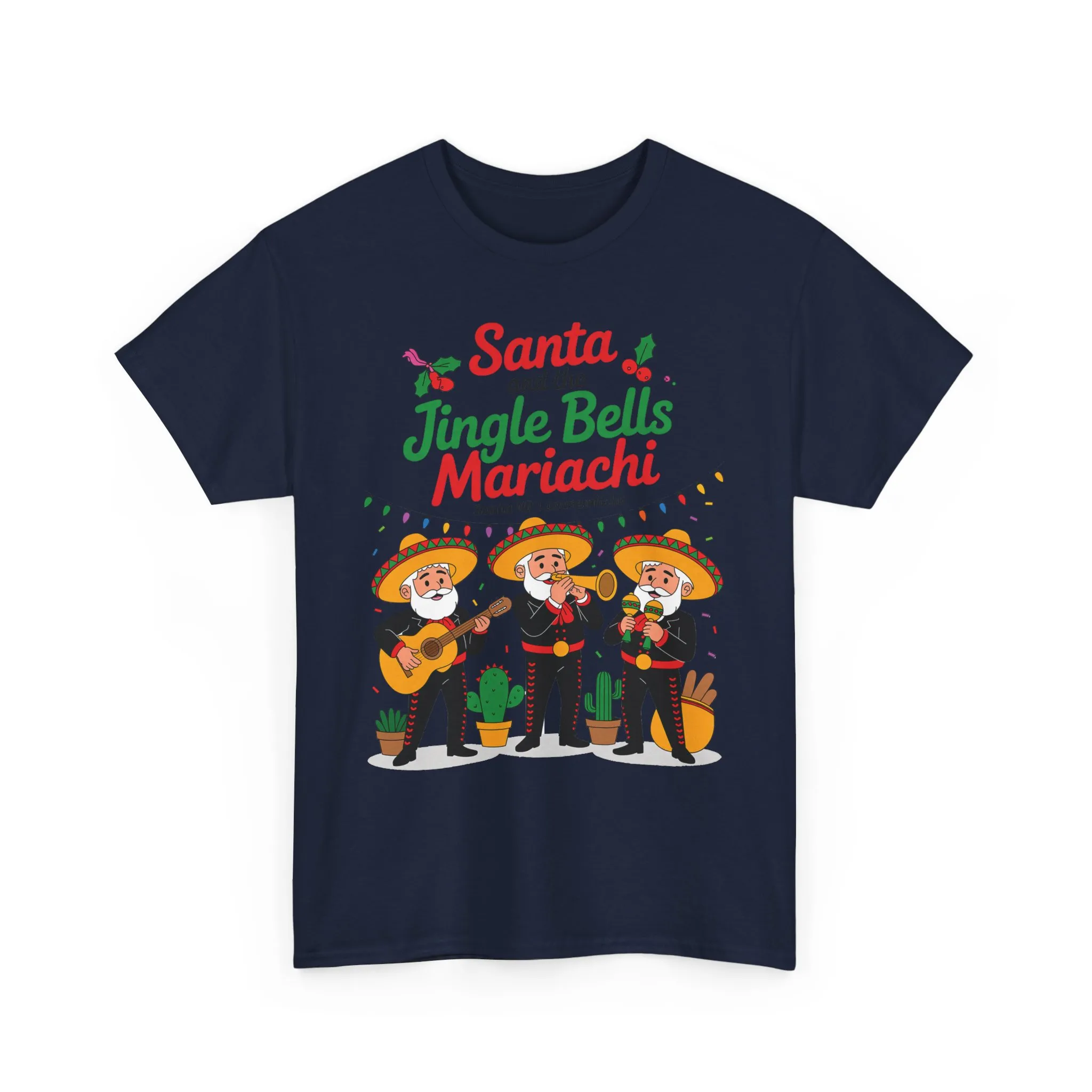 Santa and the Jingle Bells Mariachi, Funny Mexican Christmas T-Shirt, Latin Fiesta Holiday Tee, Navidad Humor Shirt - Image 25